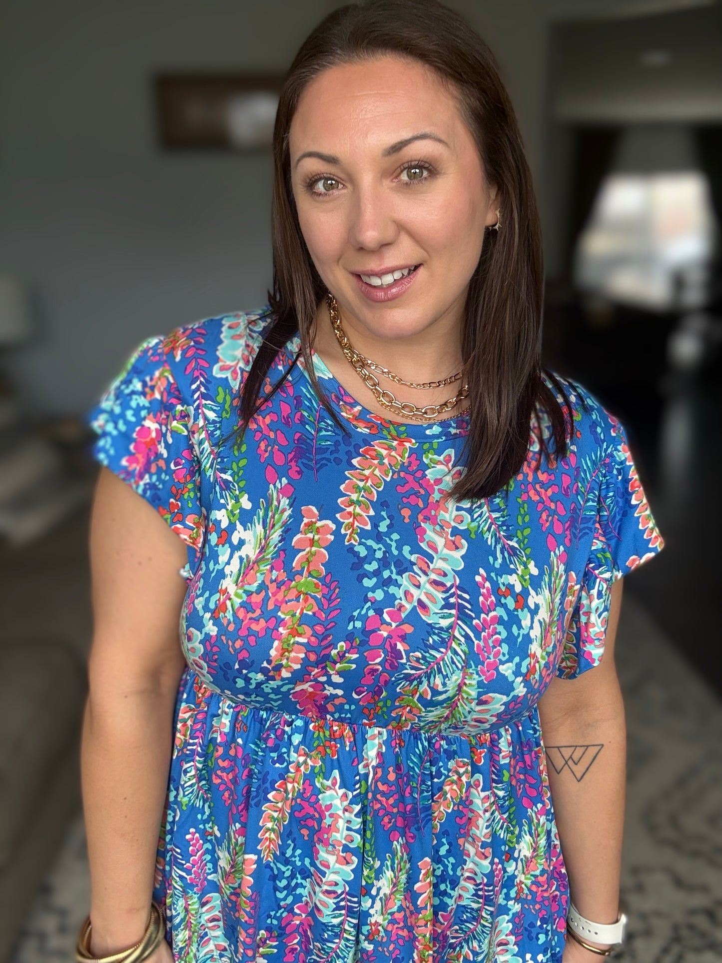 Flirt Alert Flutter Sleeve Top in Blue