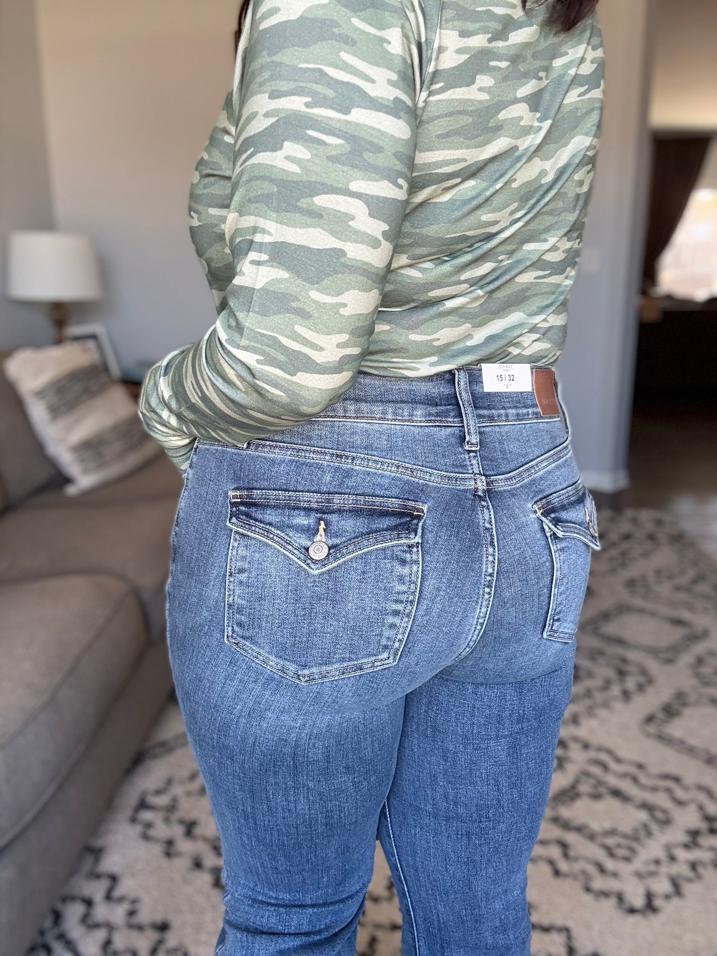 Ariana High Rise Double Button Waistband Flare Jeans