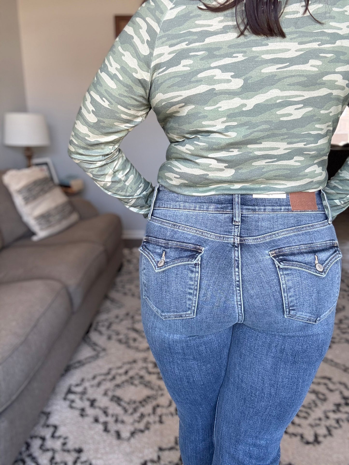 Ariana High Rise Double Button Waistband Flare Jeans