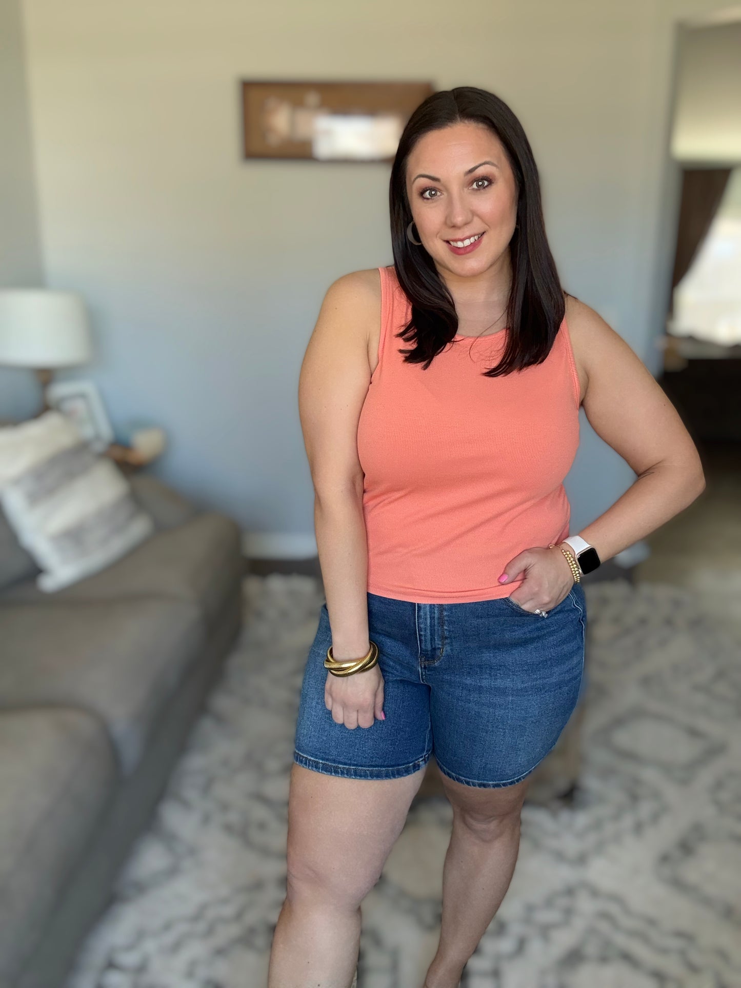 Darcy High Rise Adjustable Button Dad Shorts