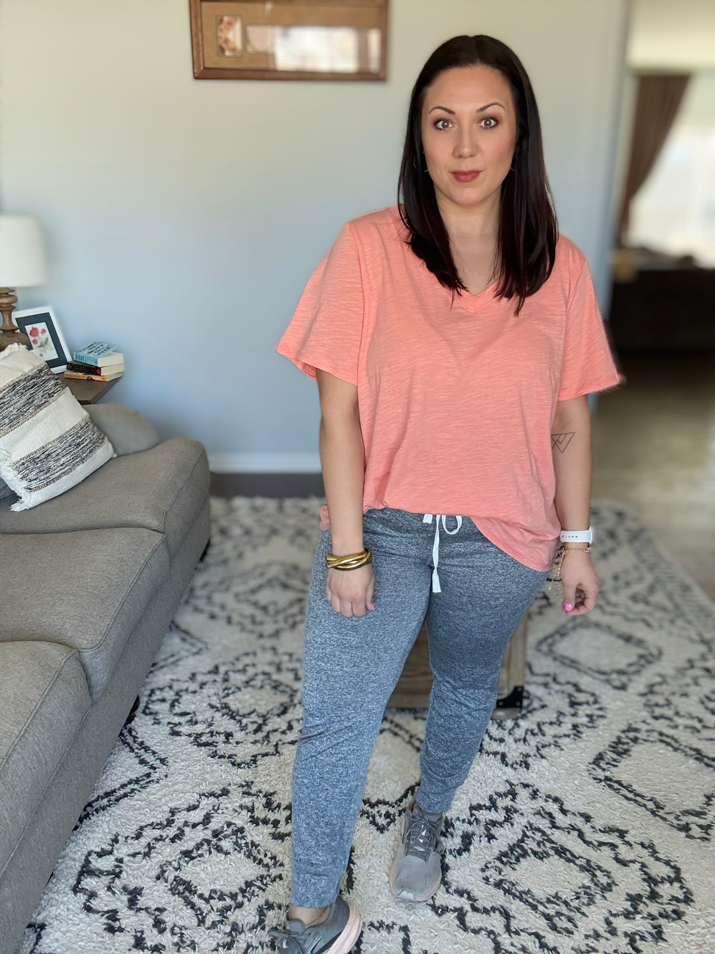 I Don't Have to Choose V-Neck Tee in Apricot Ice