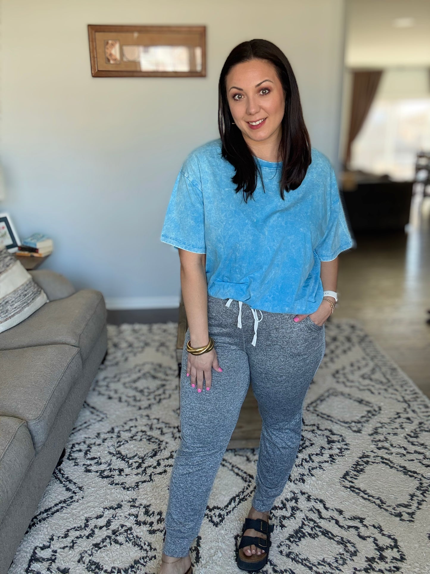 Giving the Run Around Joggers in Heathered Gray