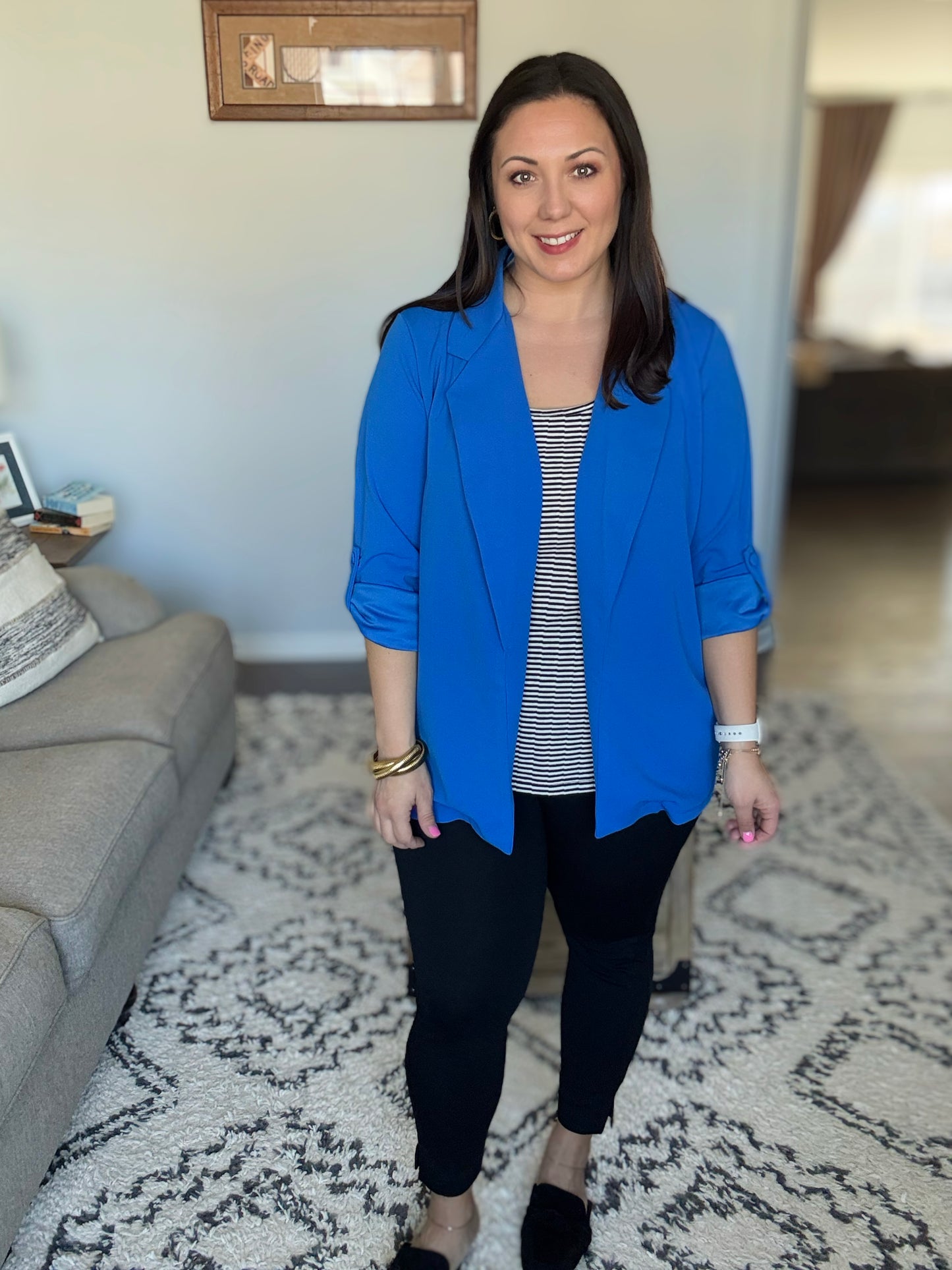 I'm Really That Gal Open Front Blazer in Royal Blue