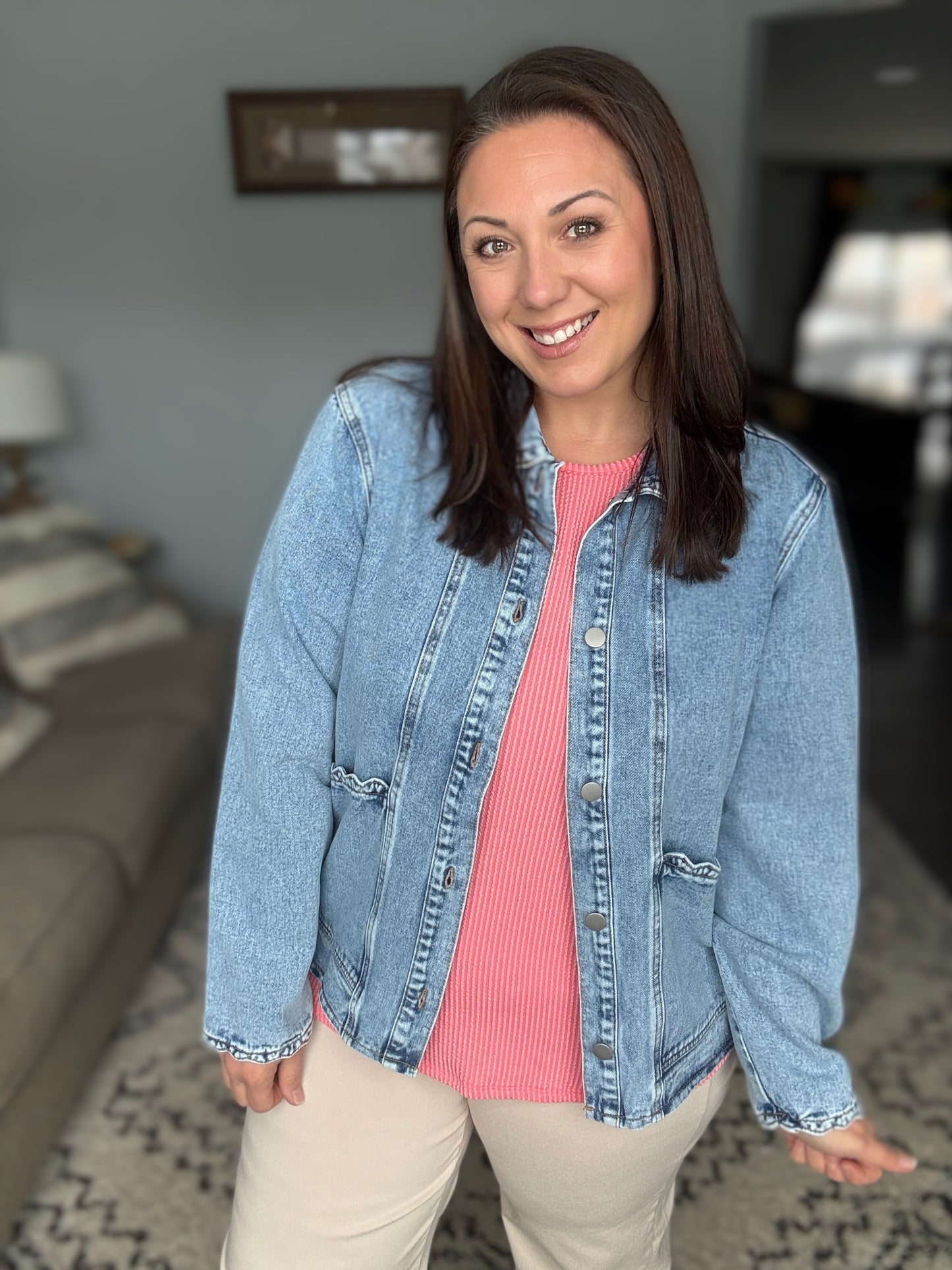 In the Details Ruffle Denim Jacket