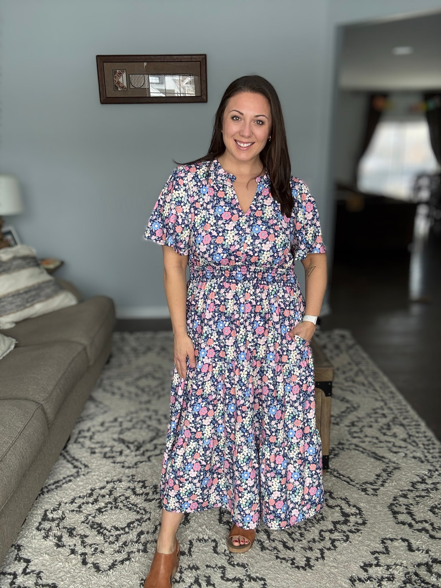 I Wanna Talk Notch Neck Midi Dress