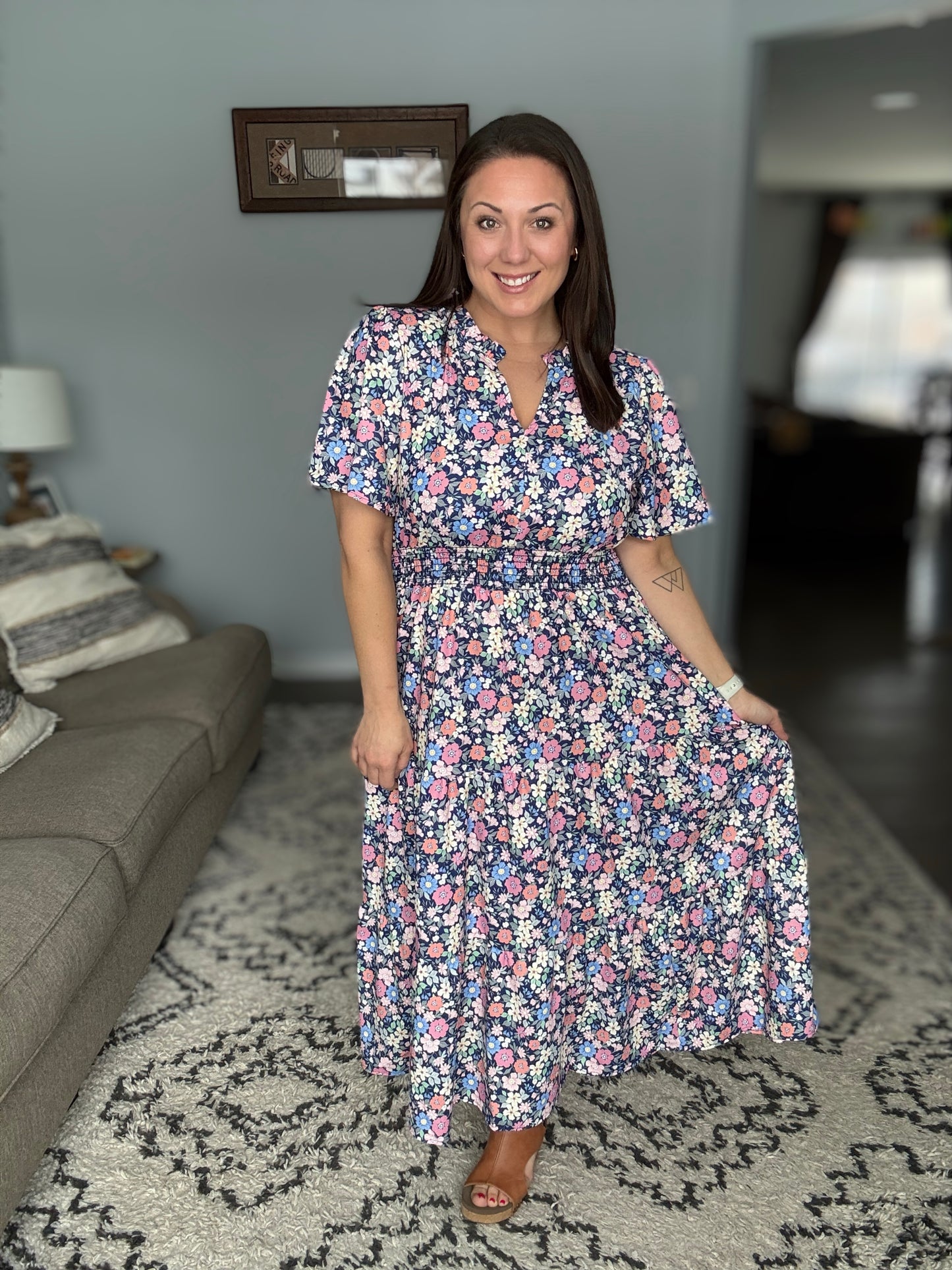 I Wanna Talk Notch Neck Midi Dress