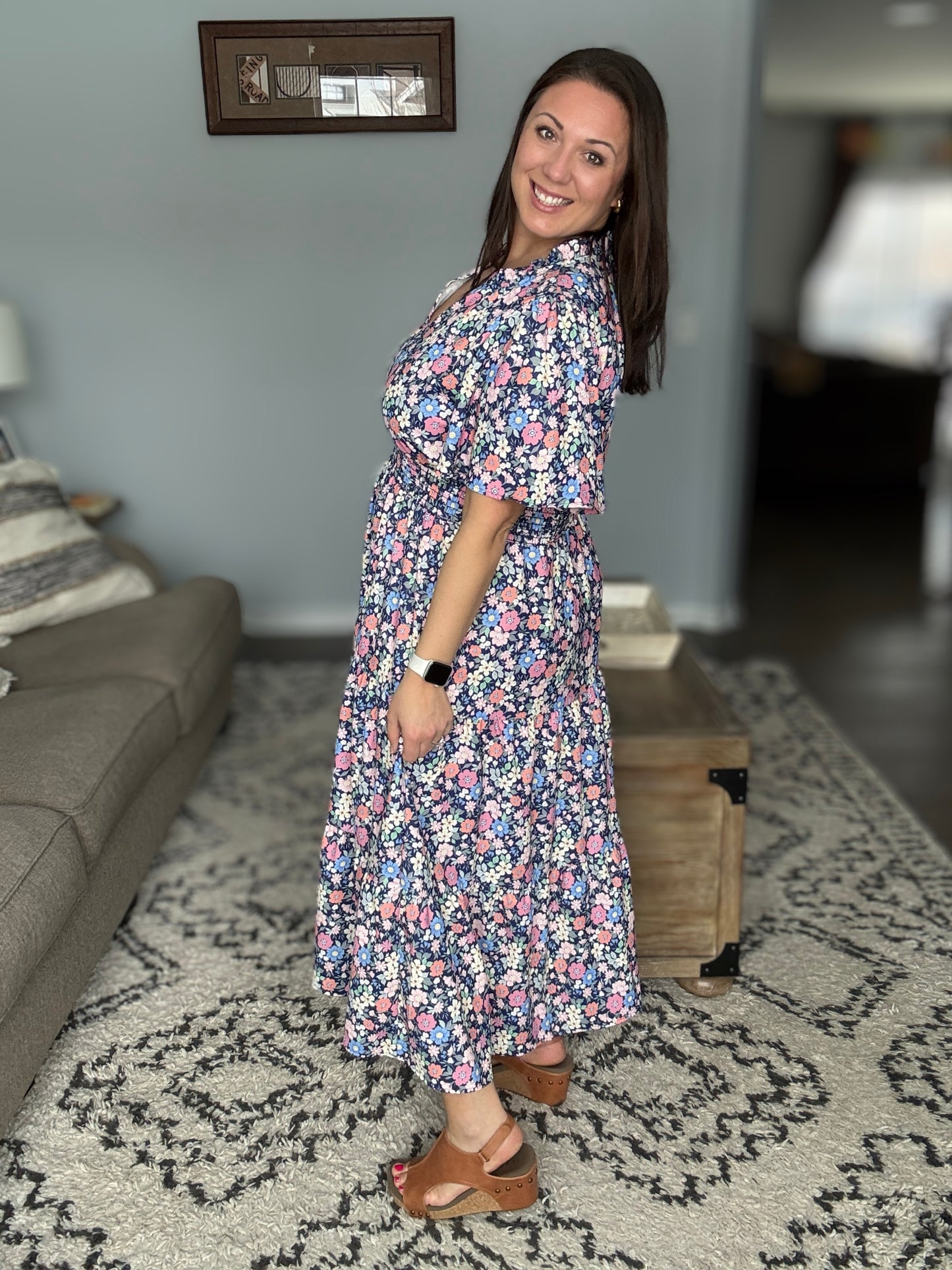 I Wanna Talk Notch Neck Midi Dress