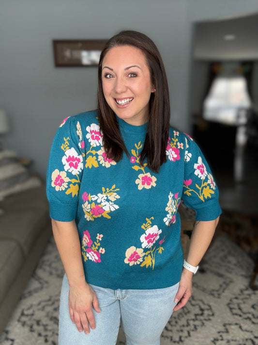 Right for Each Other Knit Floral Top