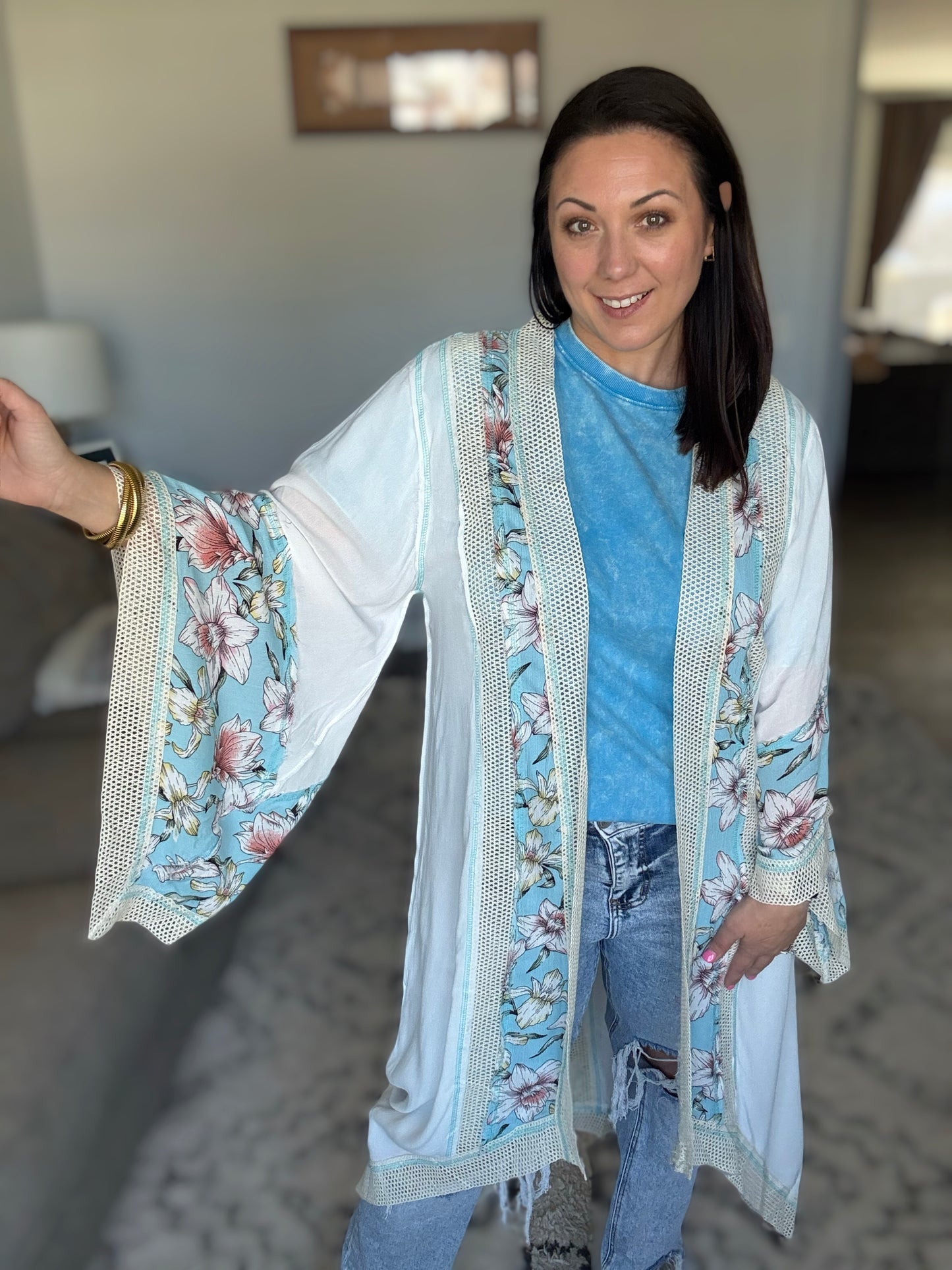 Always Flowing Open Front High Low Kimono