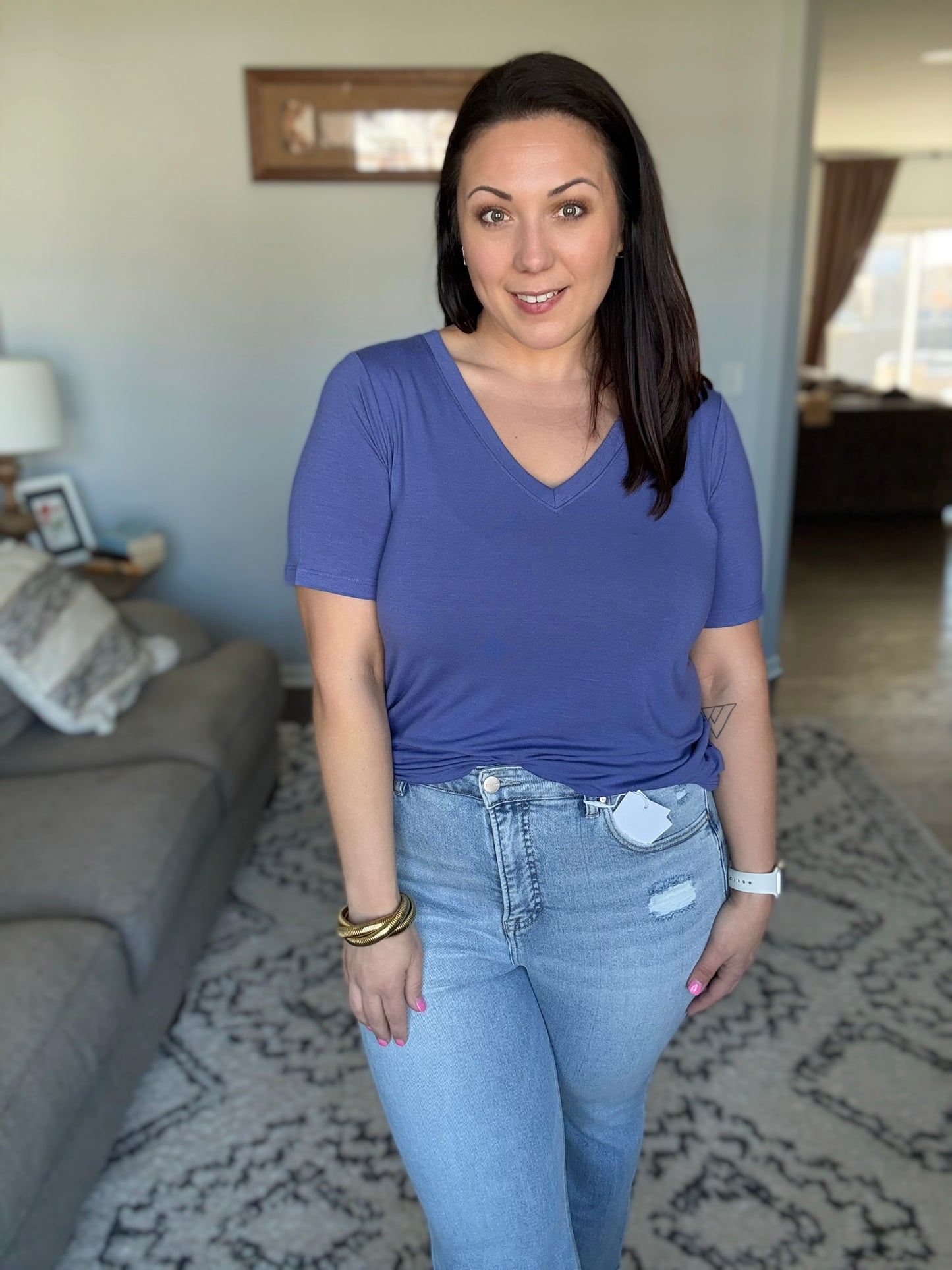 The Every Outfit Basic V-Neck Top in  Marlin