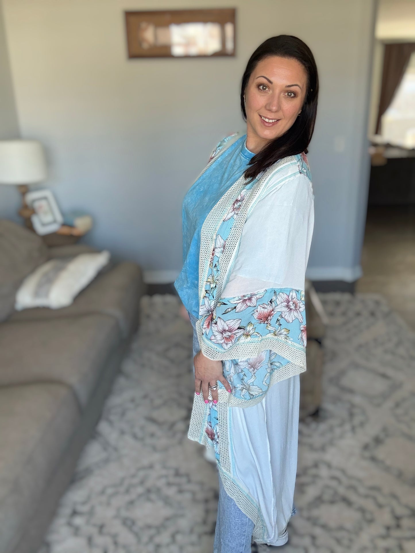 Always Flowing Open Front High Low Kimono
