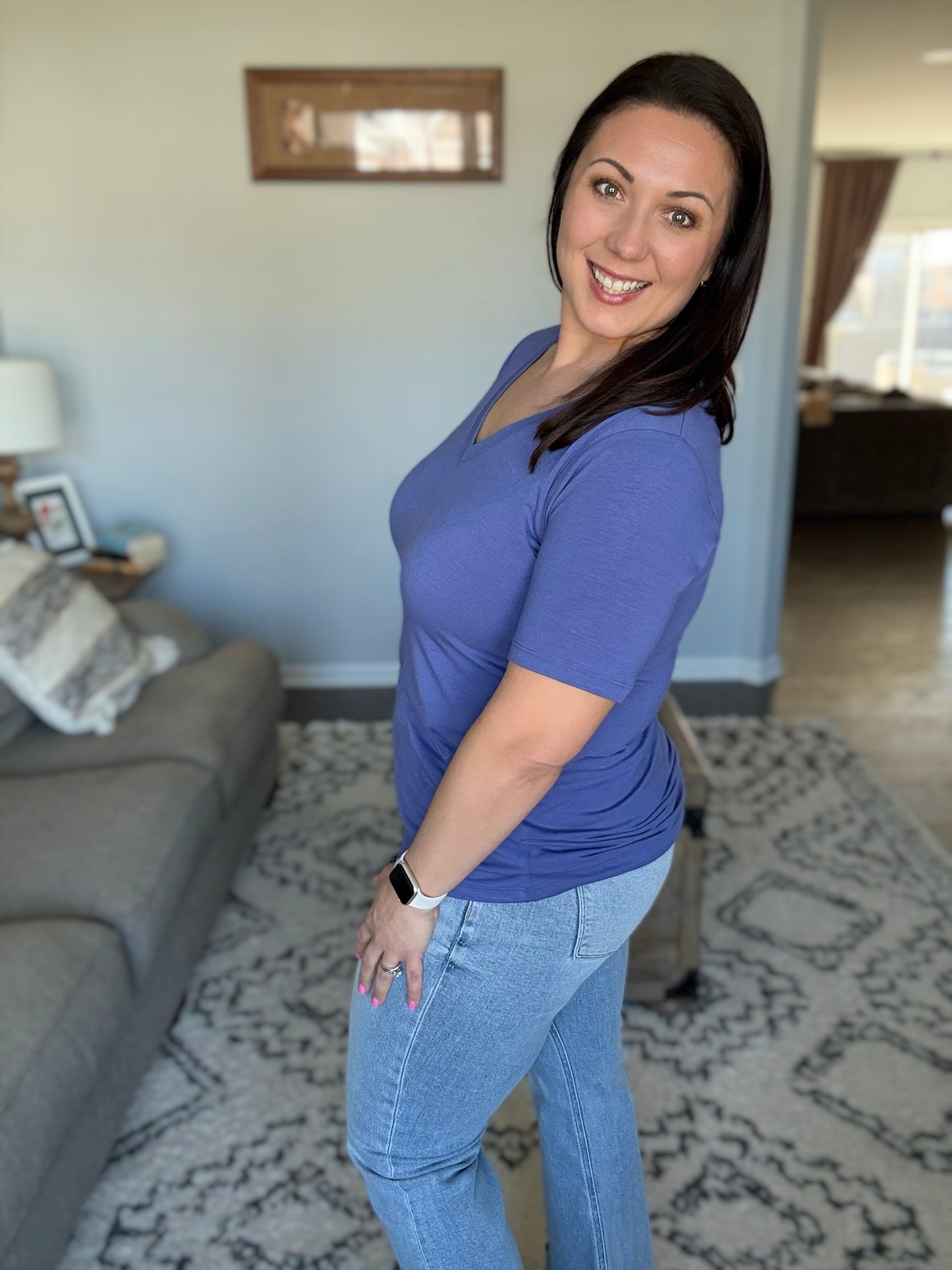 The Every Outfit Basic V-Neck Top in  Marlin