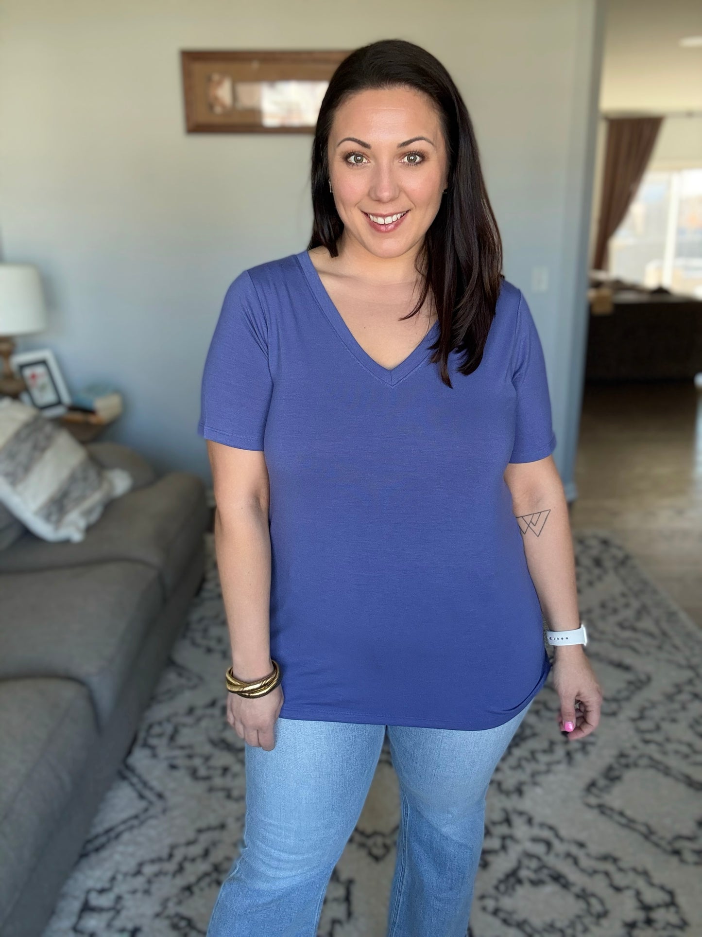 The Every Outfit Basic V-Neck Top in  Marlin