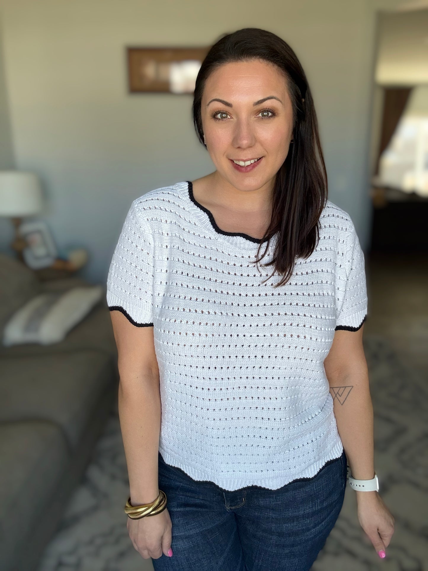 Pinkies Up Knit Top in White