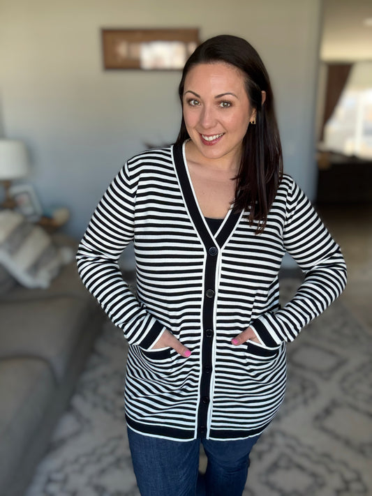 Finagle Your Way Striped Cardigan
