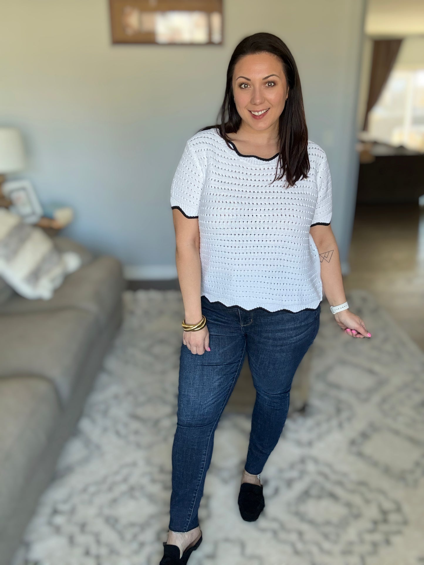 Pinkies Up Knit Top in White