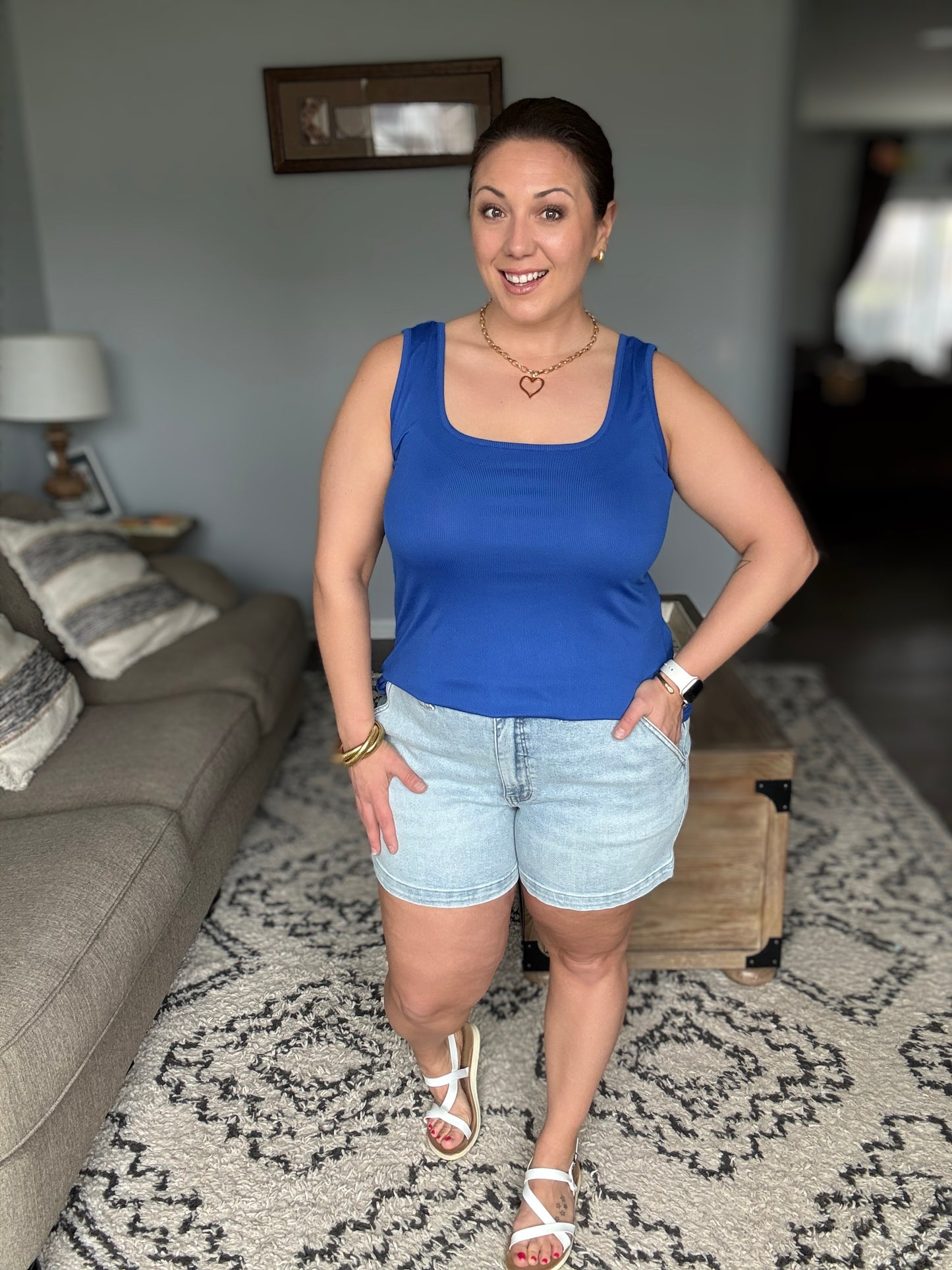 Michelle Mae Rachel Ribbed Tank - Royal Blue