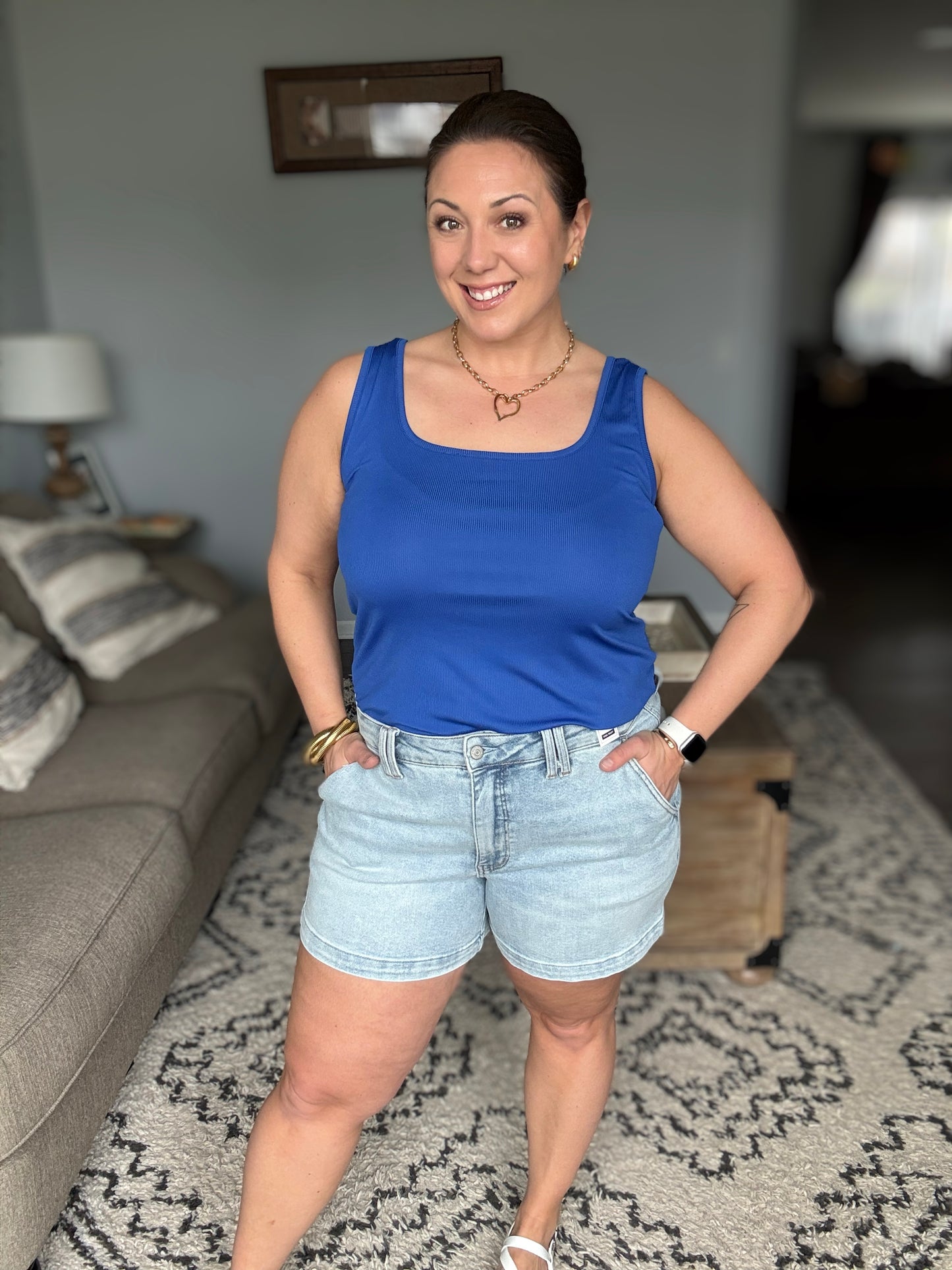Michelle Mae Rachel Ribbed Tank - Royal Blue