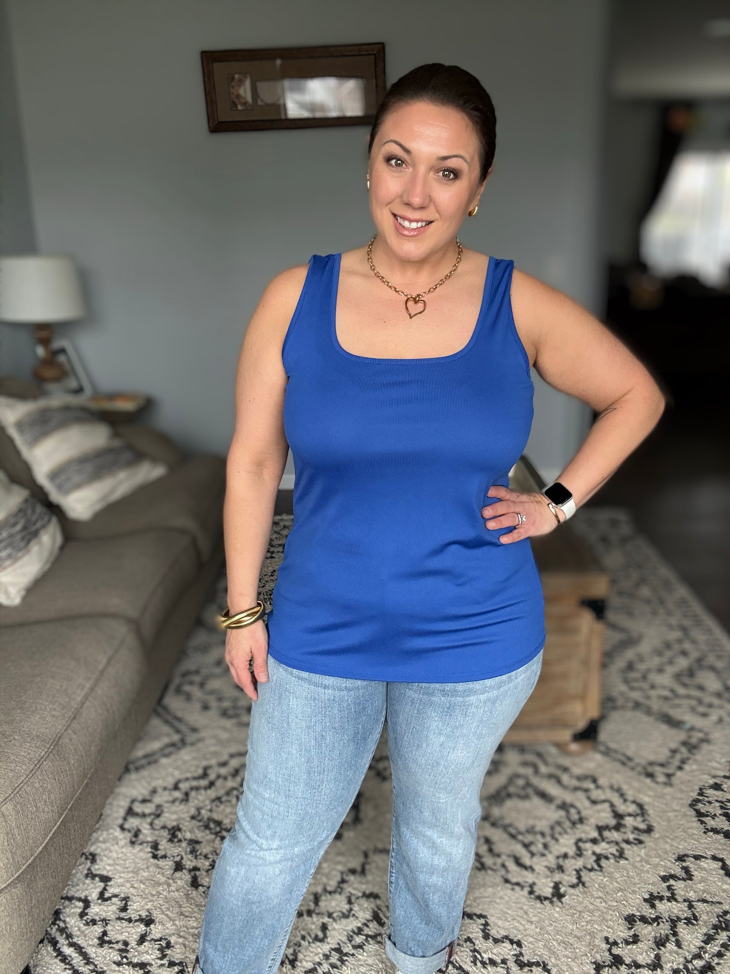 Michelle Mae Rachel Ribbed Tank - Royal Blue
