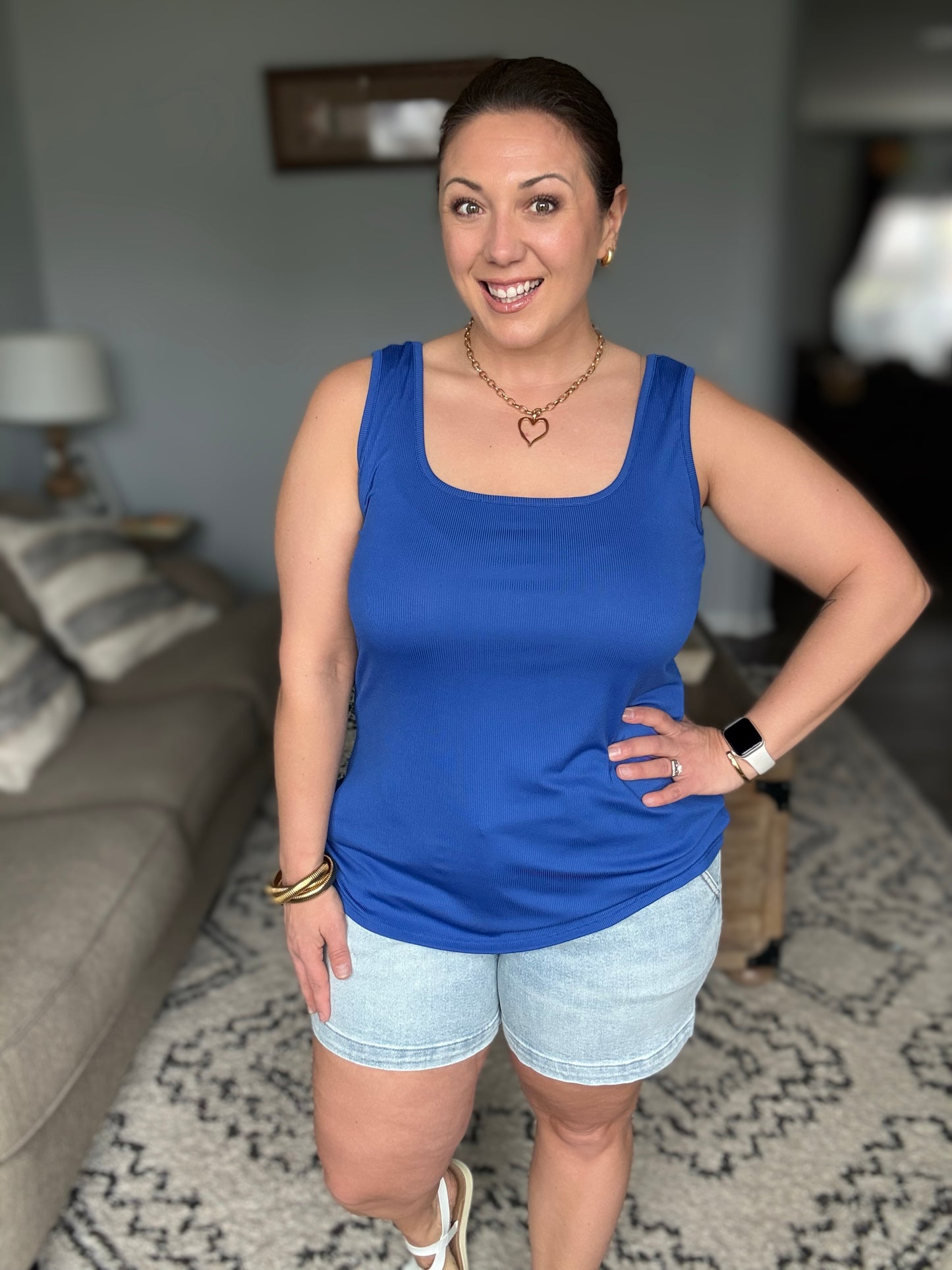 Michelle Mae Rachel Ribbed Tank - Royal Blue