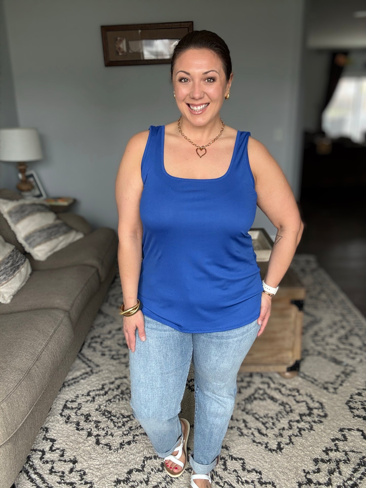 Michelle Mae Rachel Ribbed Tank - Royal Blue