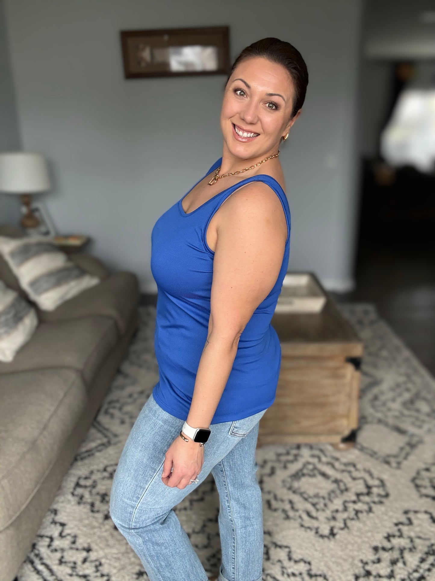 Michelle Mae Rachel Ribbed Tank - Royal Blue