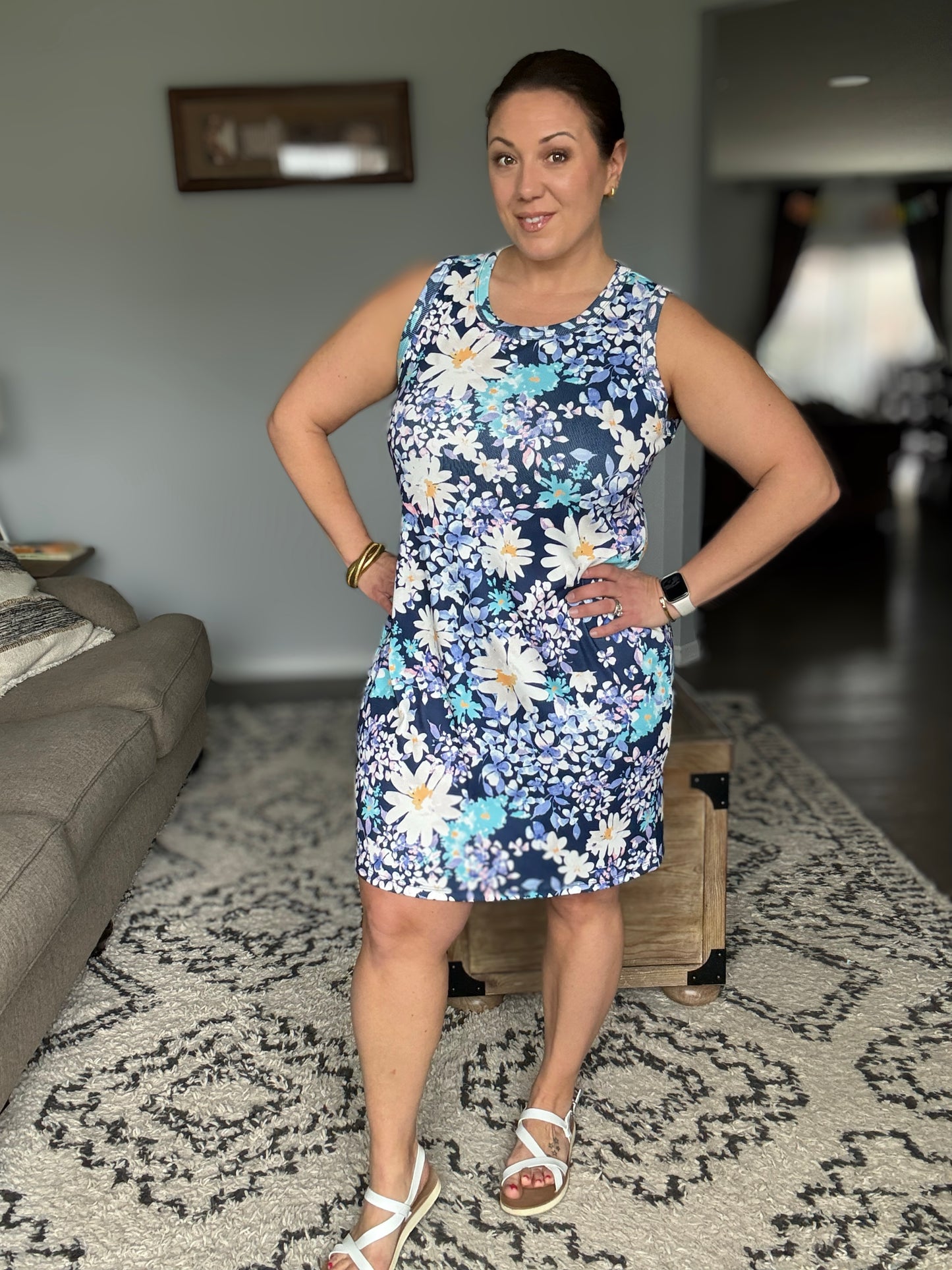 Michelle Mae  Mariah Ribbed Dress - Daisy Blues