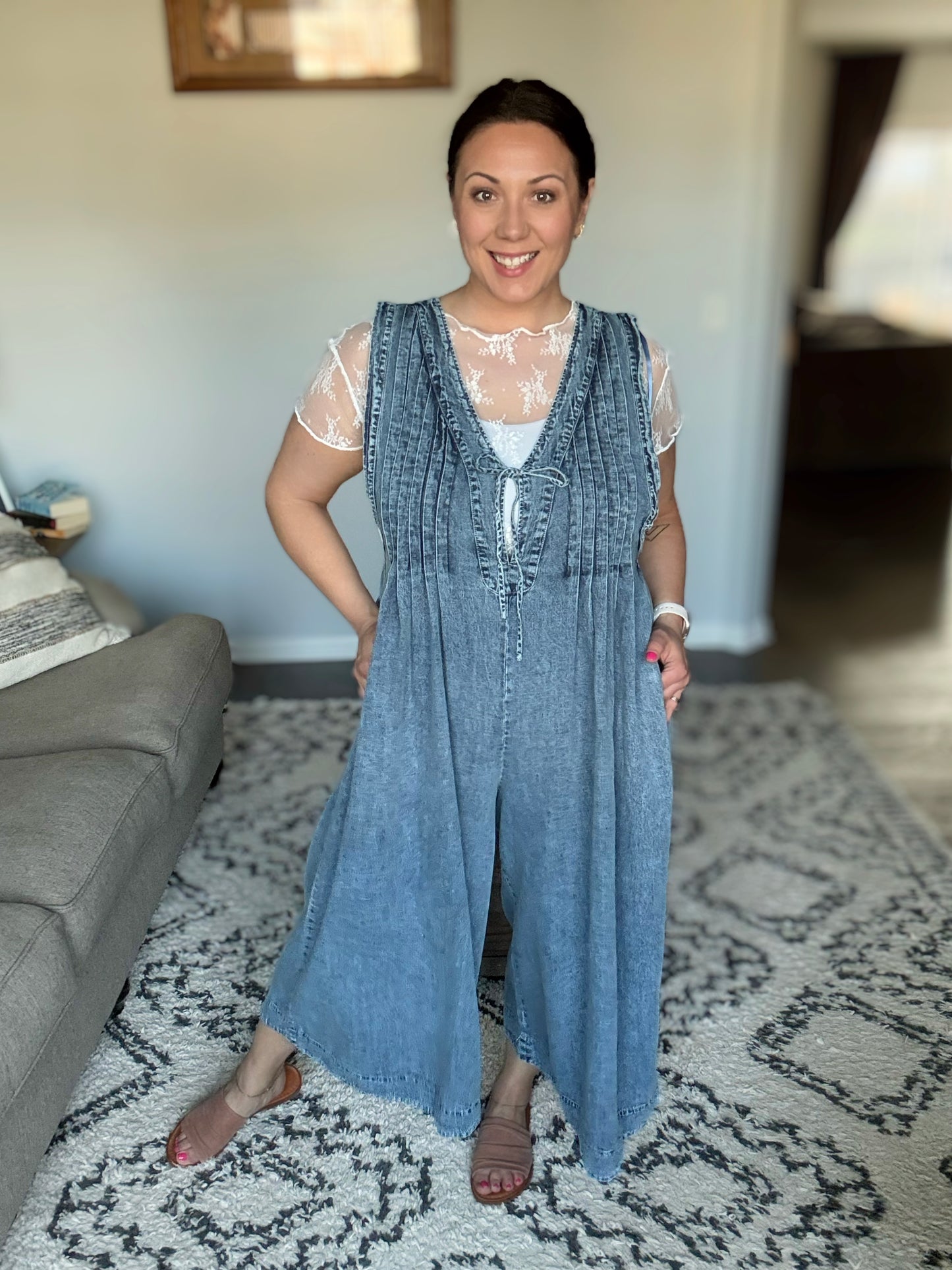 Too Cool For Fools Wide Leg Jumpsuit in Denim