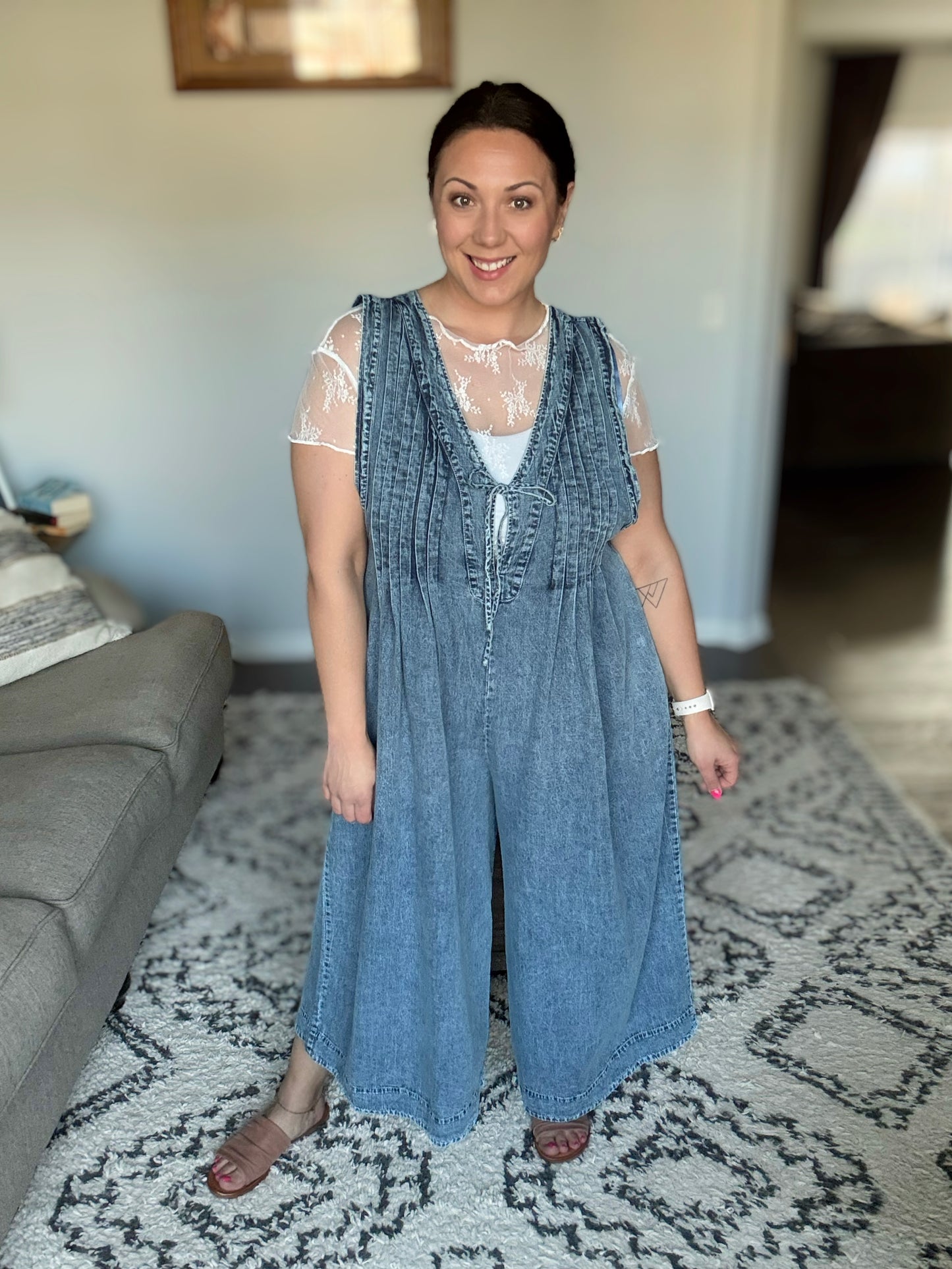 Too Cool For Fools Wide Leg Jumpsuit in Denim