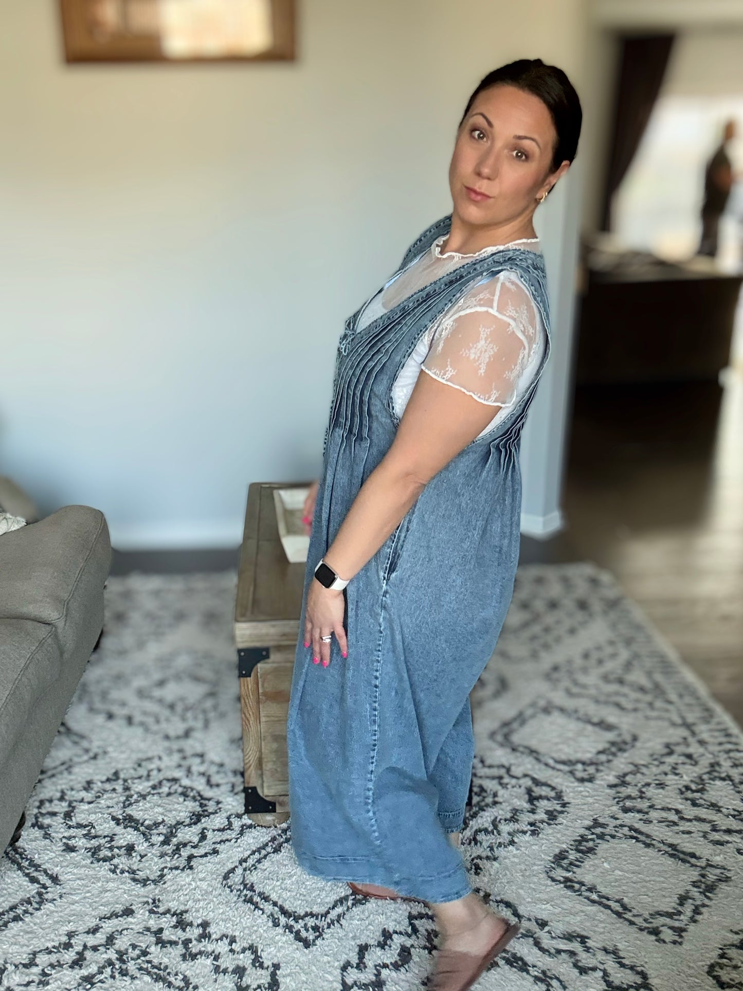 Too Cool For Fools Wide Leg Jumpsuit in Denim