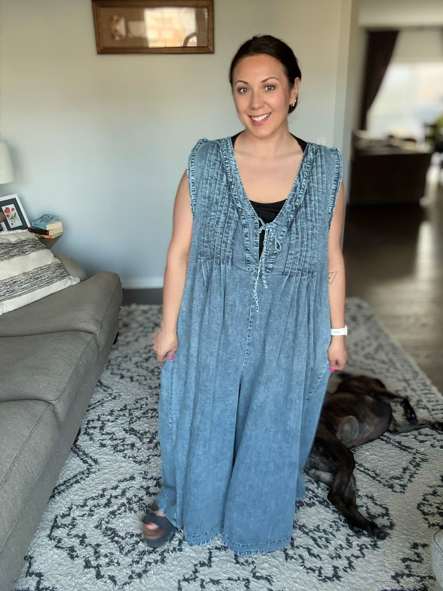 Too Cool For Fools Wide Leg Jumpsuit in Denim