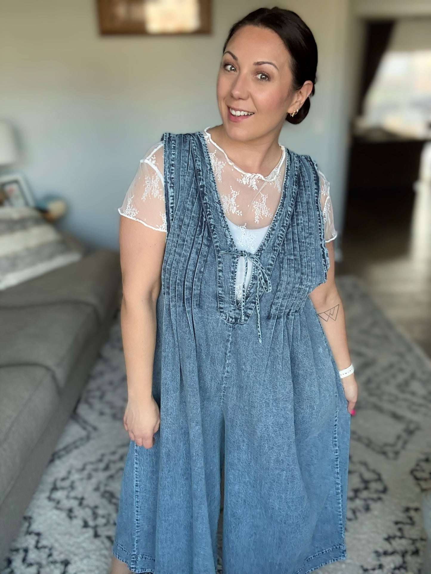 Too Cool For Fools Wide Leg Jumpsuit in Denim