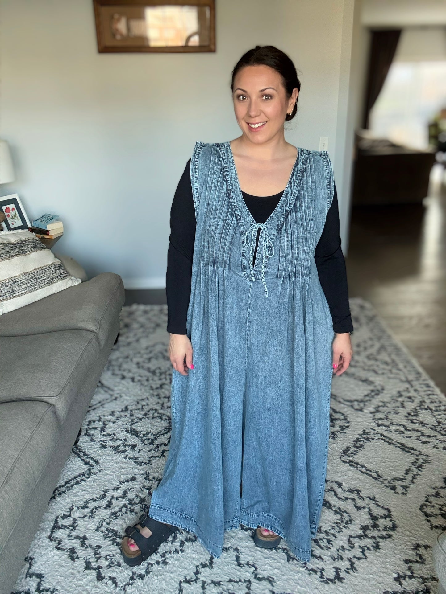 Too Cool For Fools Wide Leg Jumpsuit in Denim