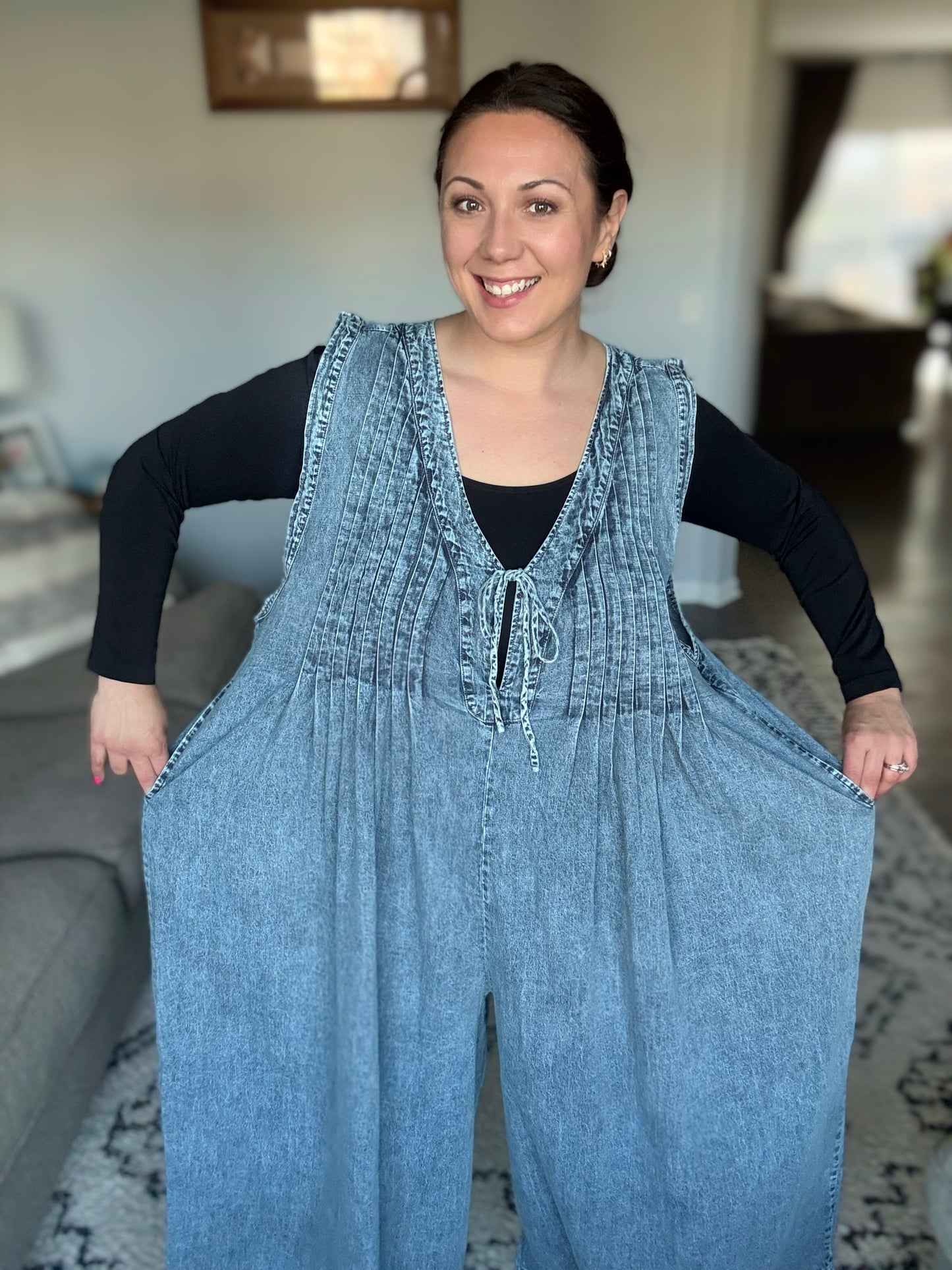 Too Cool For Fools Wide Leg Jumpsuit in Denim