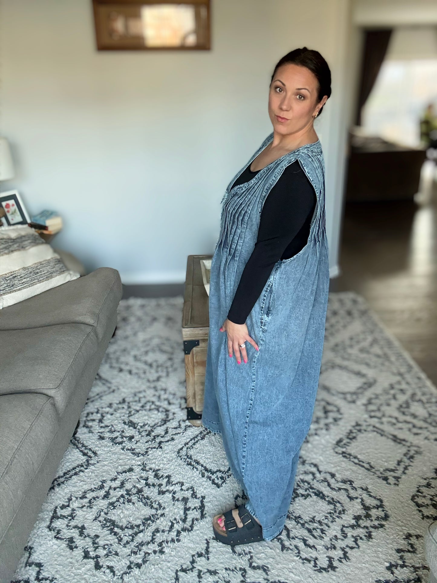 Too Cool For Fools Wide Leg Jumpsuit in Denim
