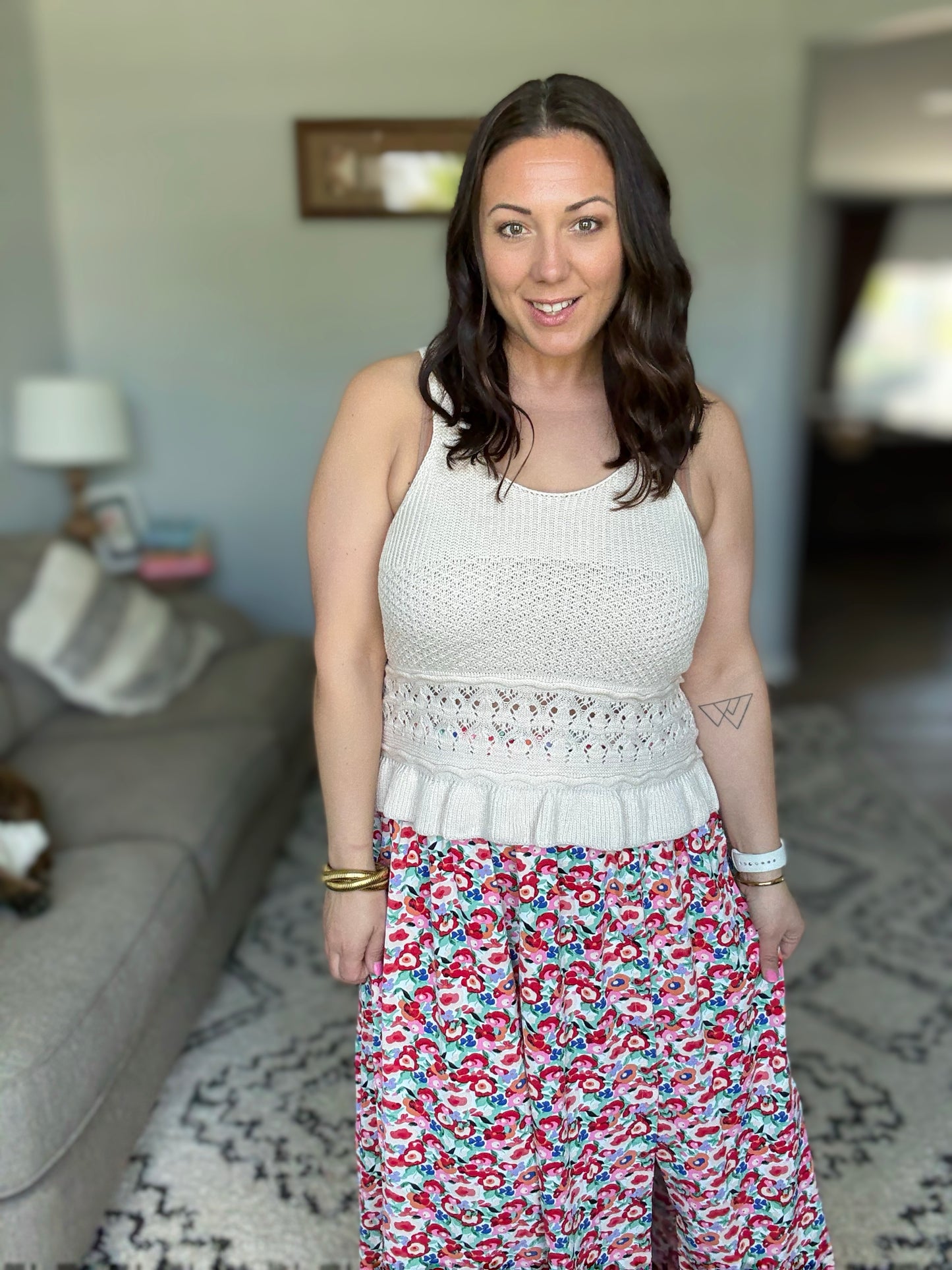 Day Dancing Ruffle Knit Tank Top