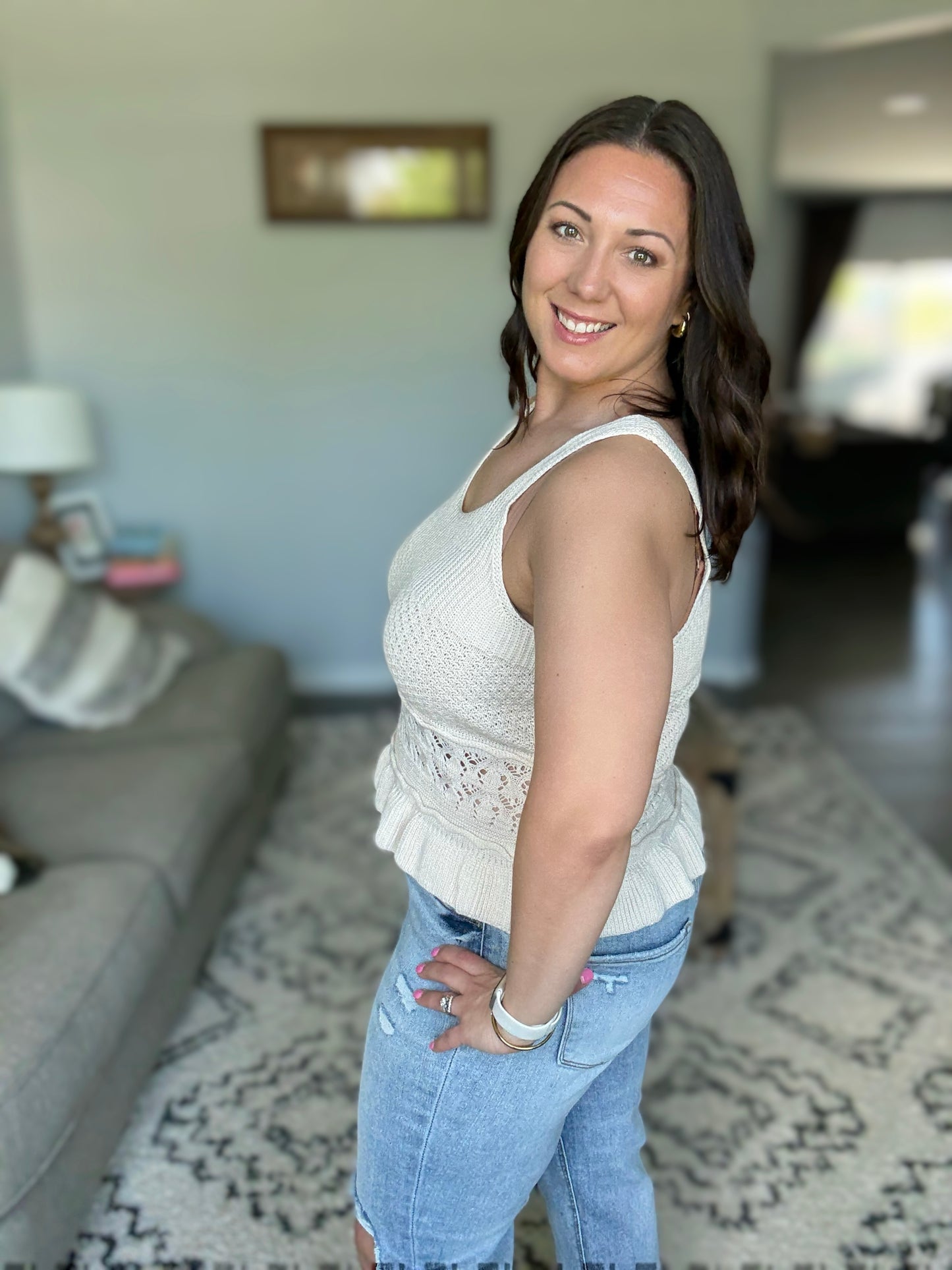 Day Dancing Ruffle Knit Tank Top