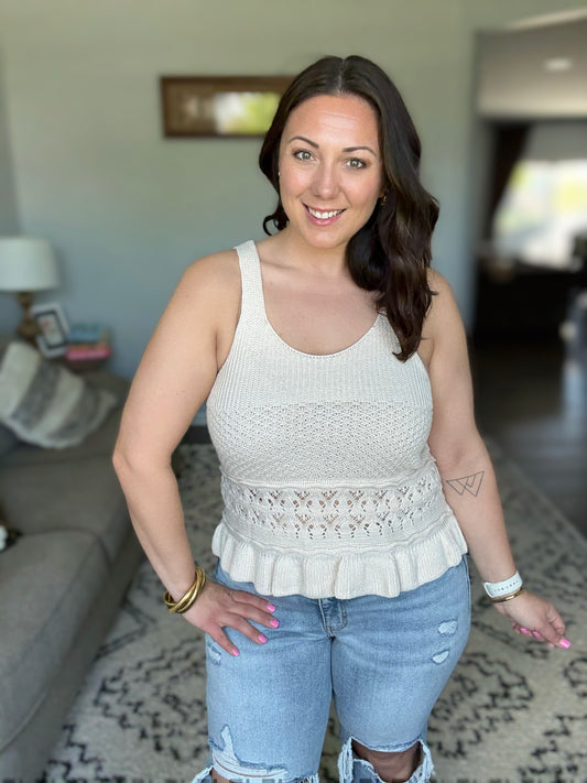 Day Dancing Ruffle Knit Tank Top