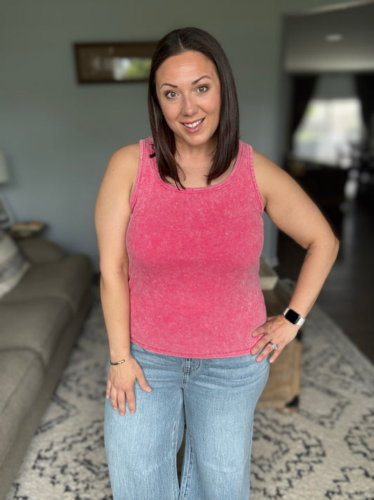 Michelle Mae Audrey Vintage Wash Tank - Red