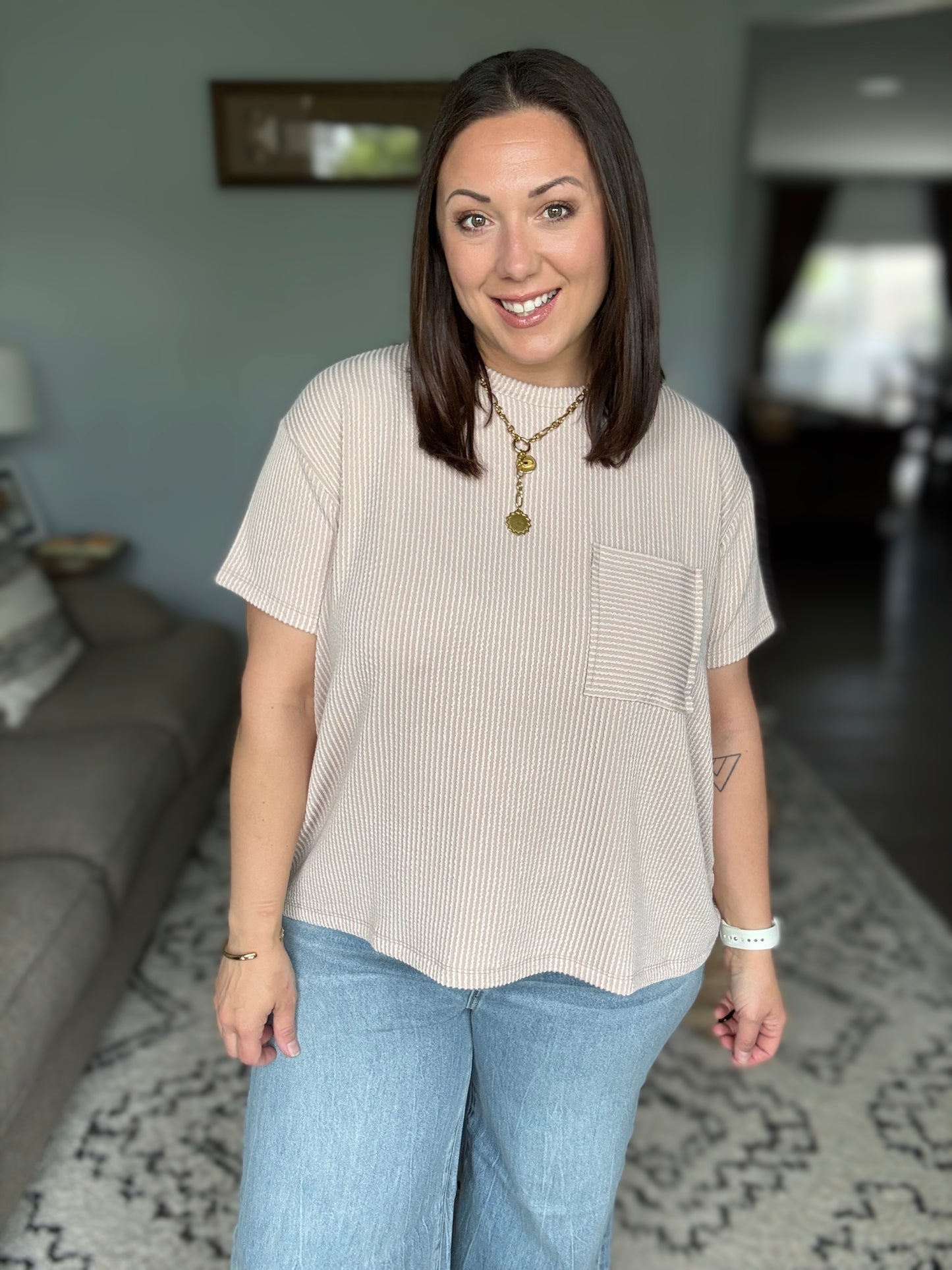 Not That complicated Textured Boxy Tee in Ash Mocha
