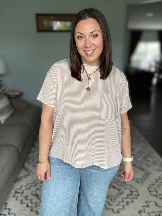 Not That complicated Textured Boxy Tee in Ash Mocha