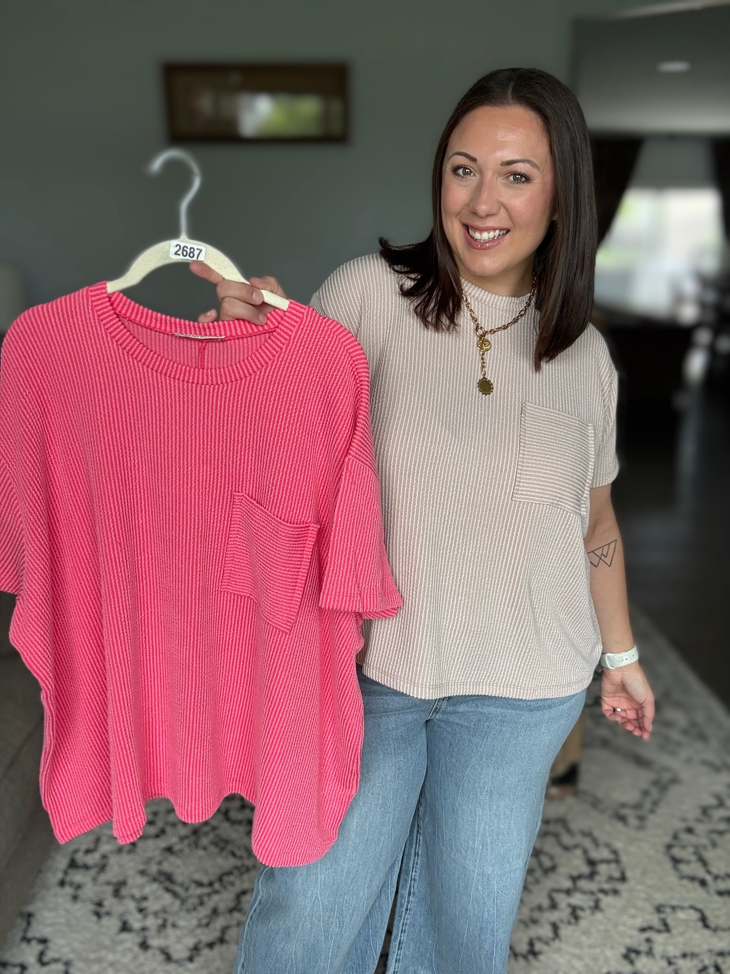 Not That complicated Textured Boxy Tee in Ash Mocha