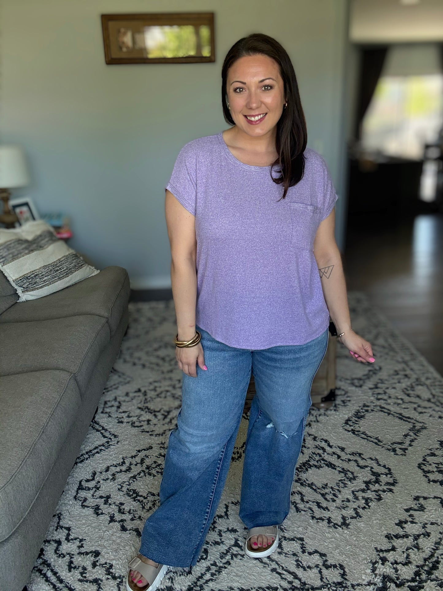 Heathered Harmony Basic Tee in Lavender