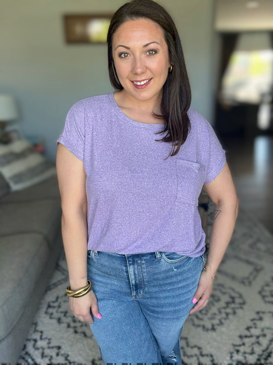 Heathered Harmony Basic Tee in Lavender