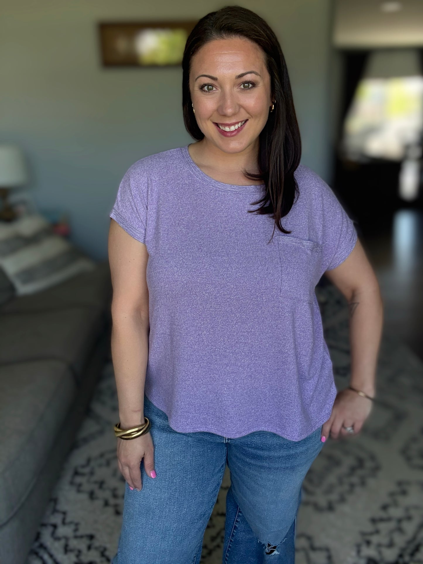 Heathered Harmony Basic Tee in Lavender