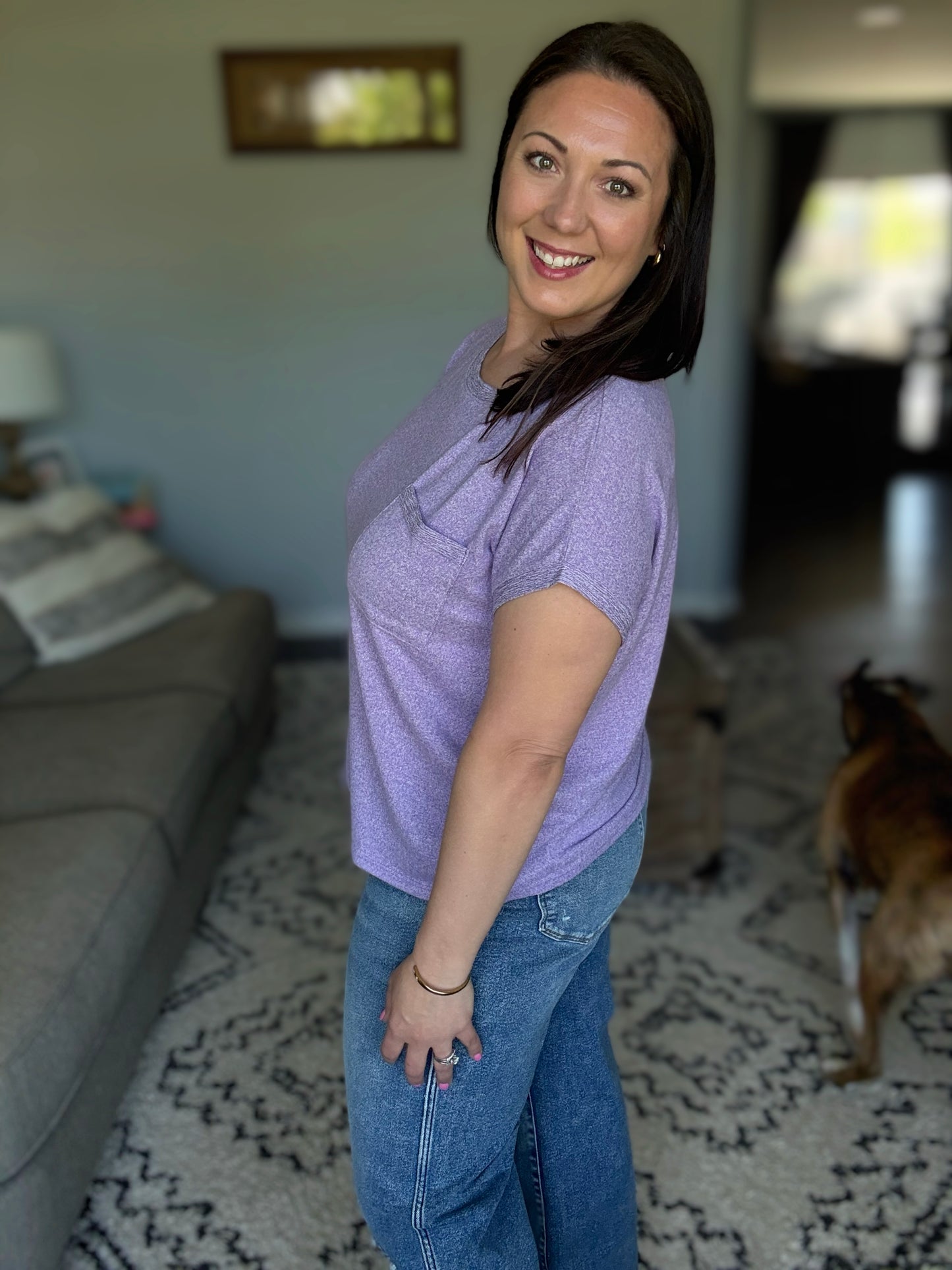 Heathered Harmony Basic Tee in Lavender