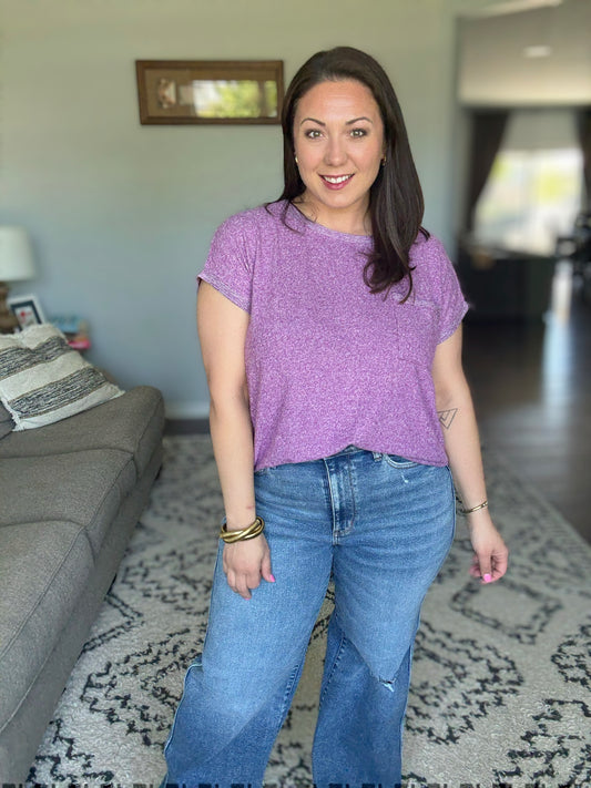 Heathered Harmony Basic Tee in Light Plum