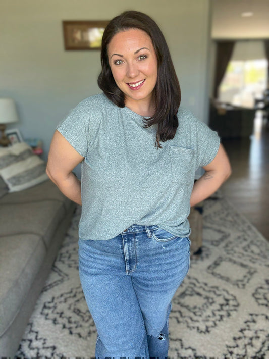 Heathered Harmony Basic Tee in Ash Jade