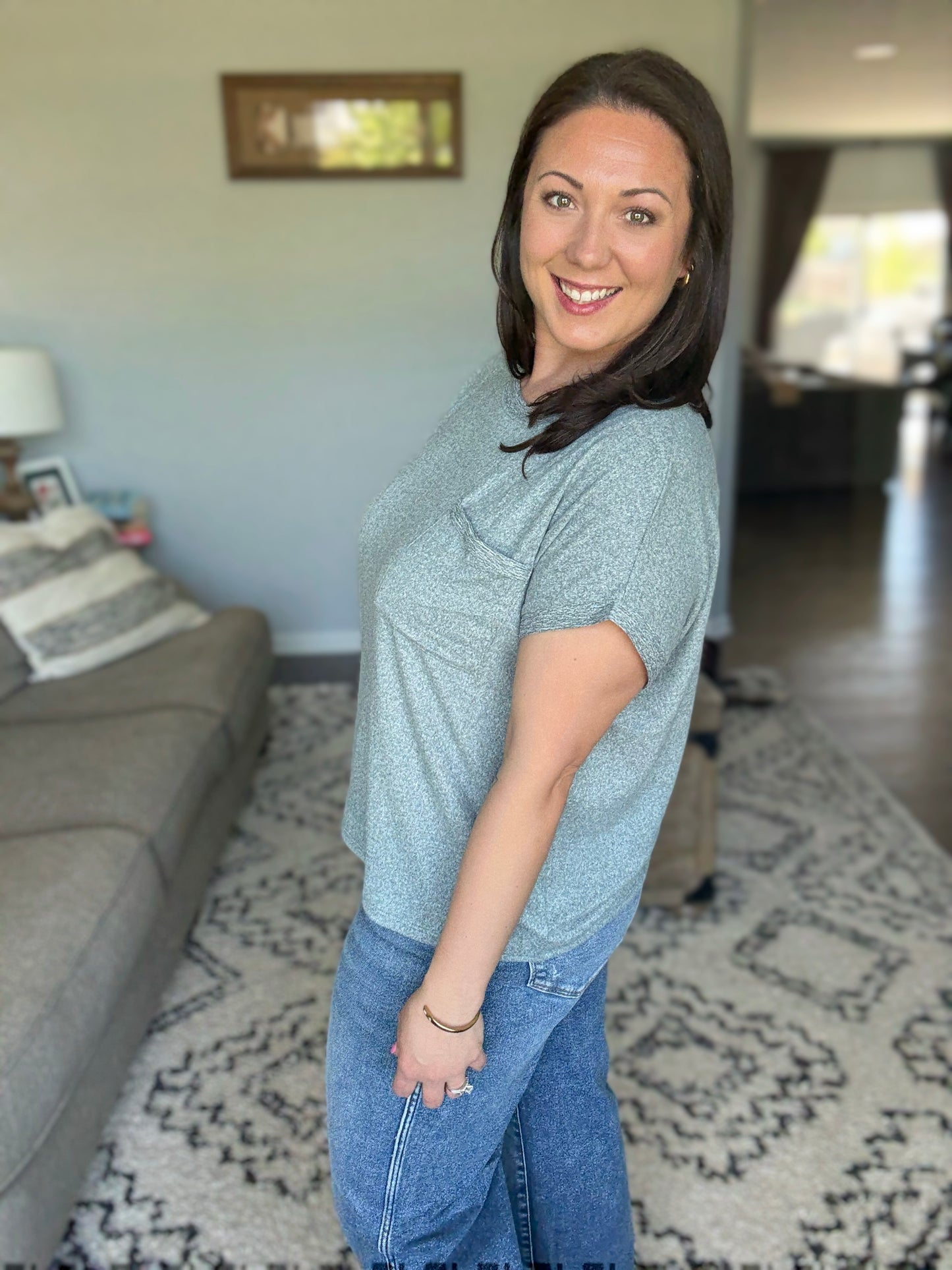 Heathered Harmony Basic Tee in Ash Jade
