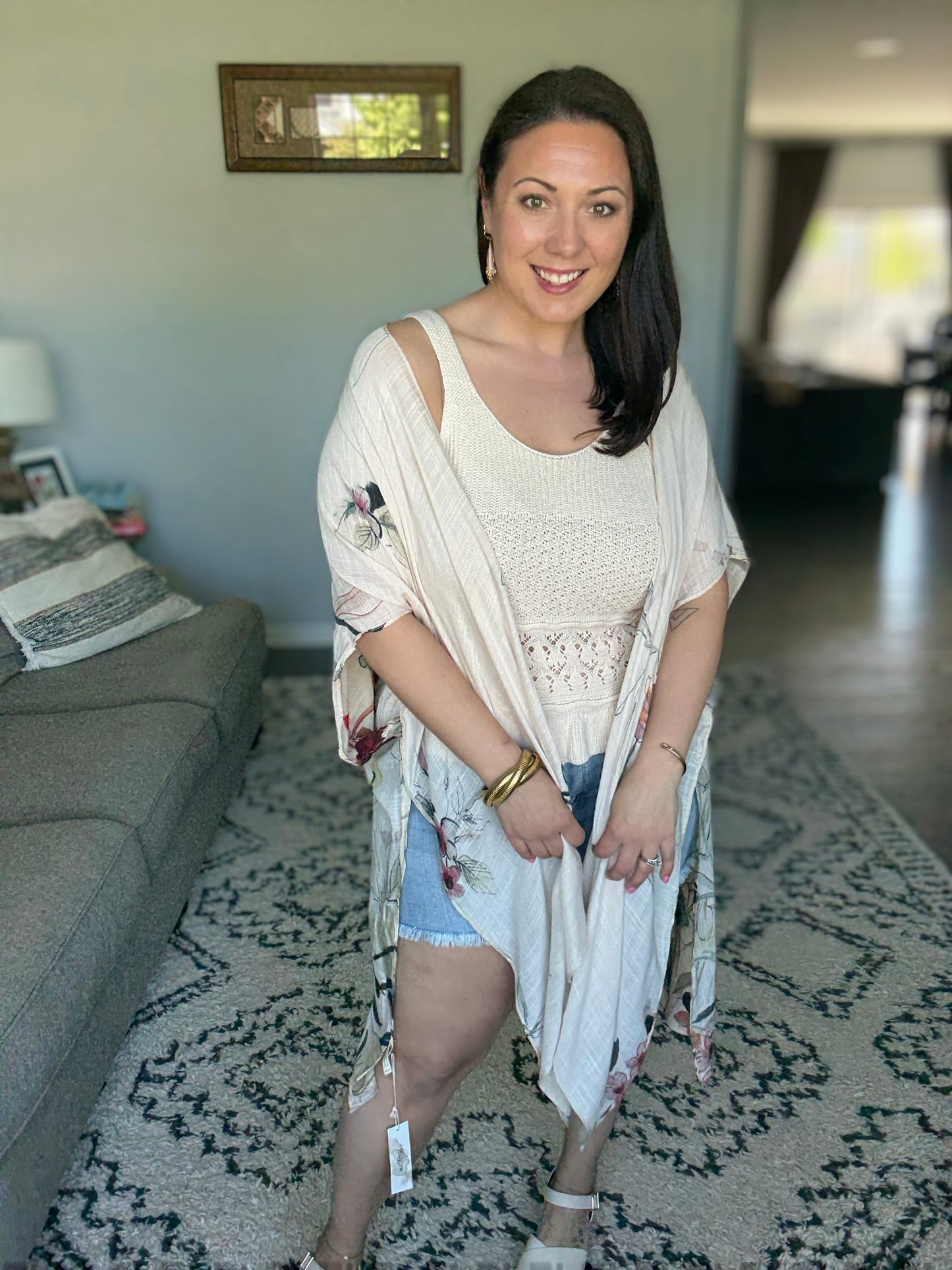 Northbrook Watercolor Floral Open Front Kimono